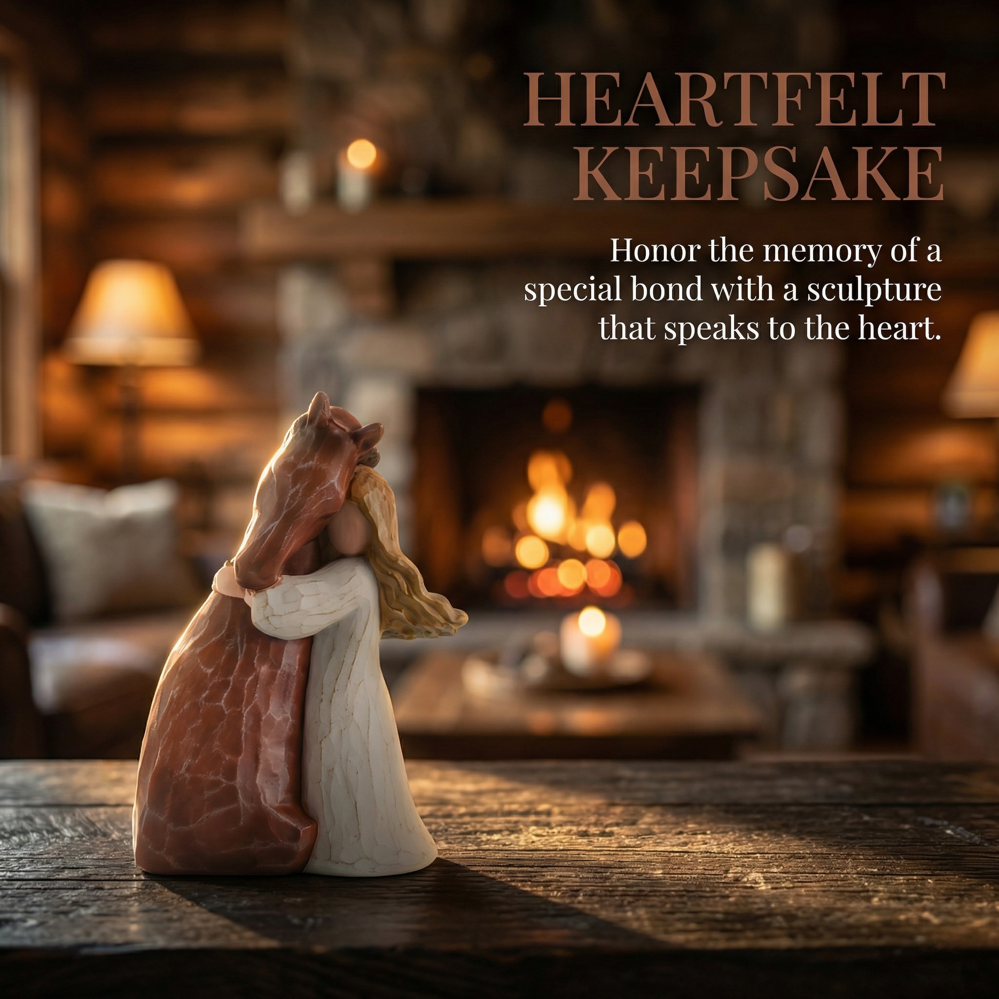 Girl Hugging Horse Figurine