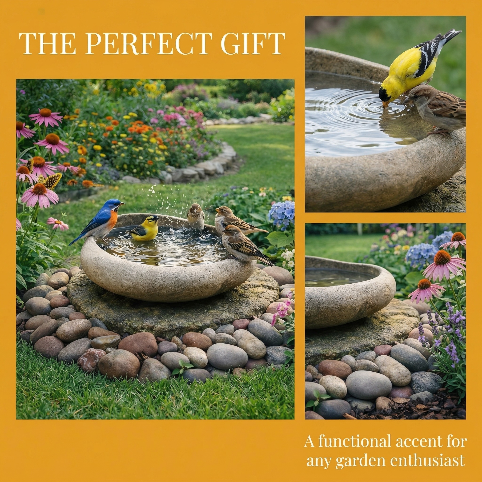 Natural River Stone Bird Bath