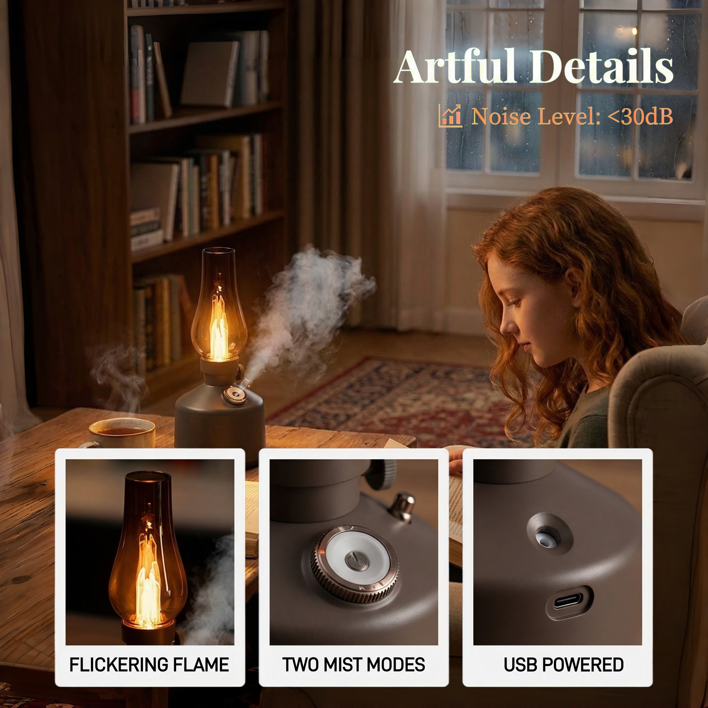 Vintage Kerosene Lamp Aroma Diffuser with Flickering Flame Effect