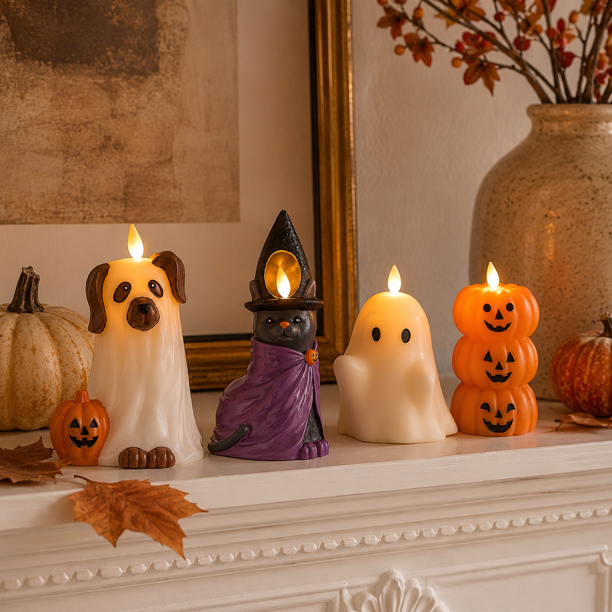 Halloween Flameless Candle with Flickering Flame