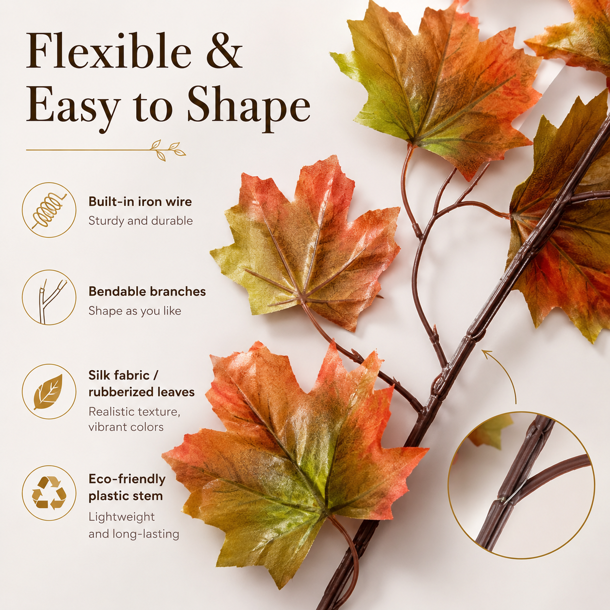 Artificial Fall Maple Leaf Stems