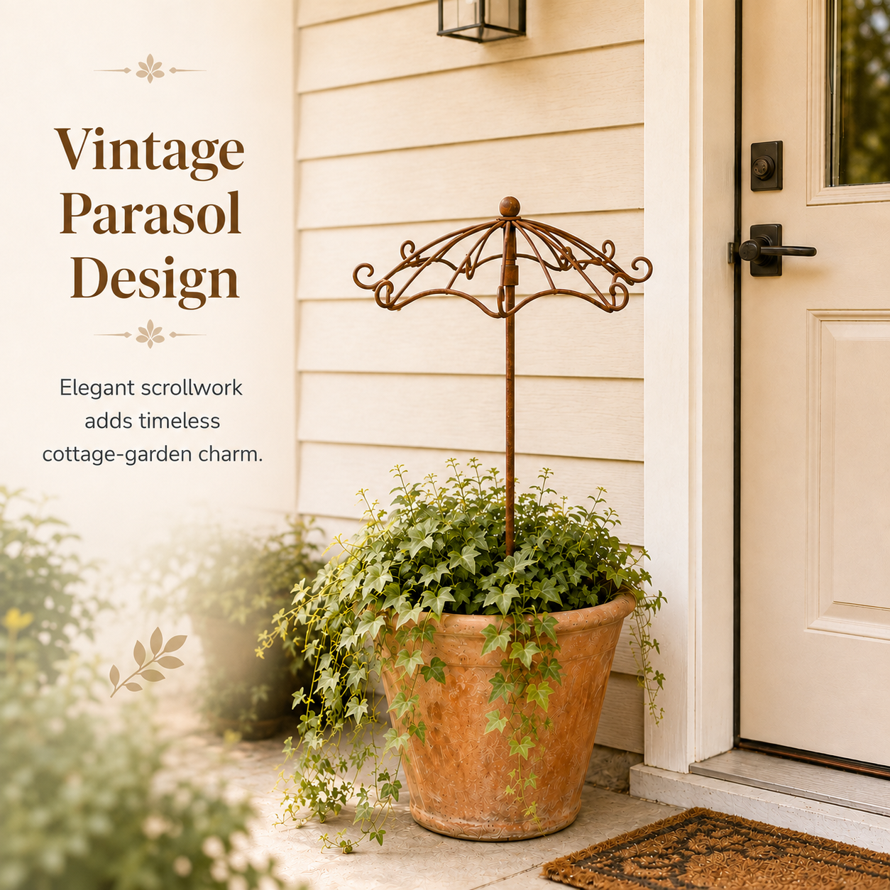 Vintage Wrought Iron Umbrella Garden Trellis