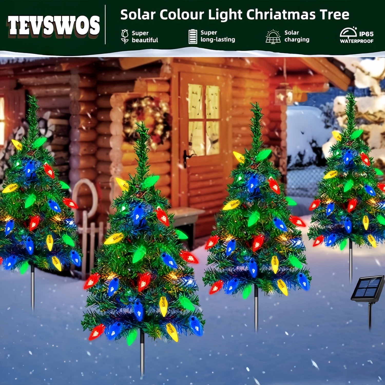 Solar Powered Christmas Tree with 20 LED Strawberry Lights