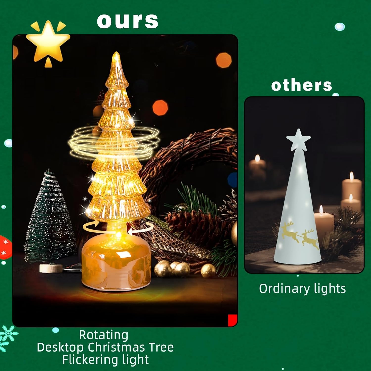 Rotating Mercury Glass Christmas Tree Decoration