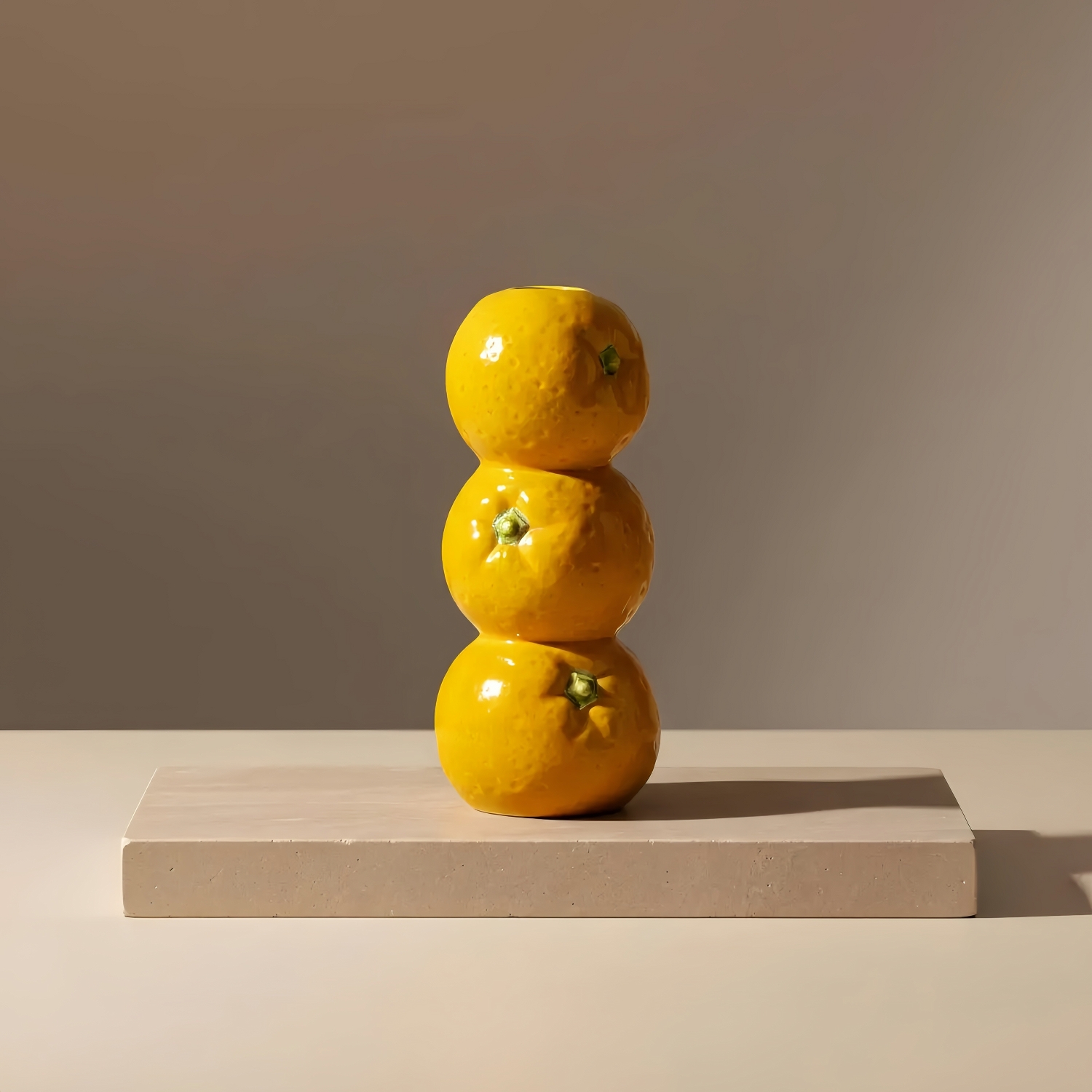 Handcrafted Stacked Fruit Ceramic Vase