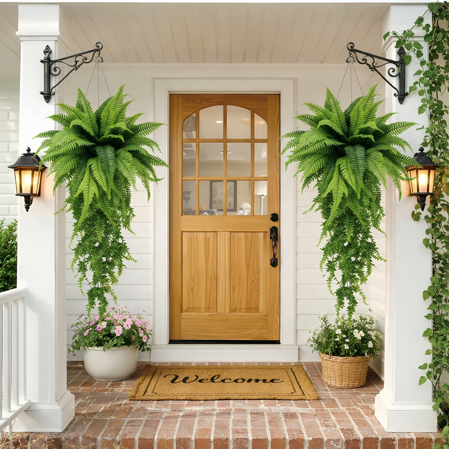 Large Artificial Boston Fern Hanging Plants