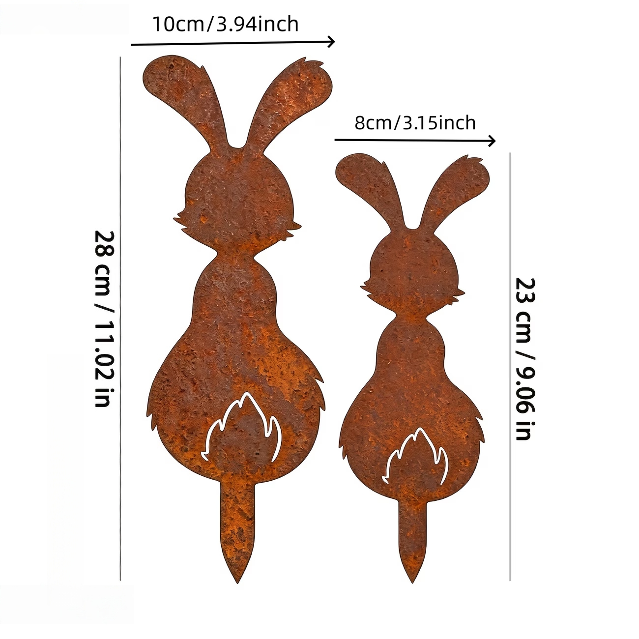 Rustic Metal Bunny Garden Stakes