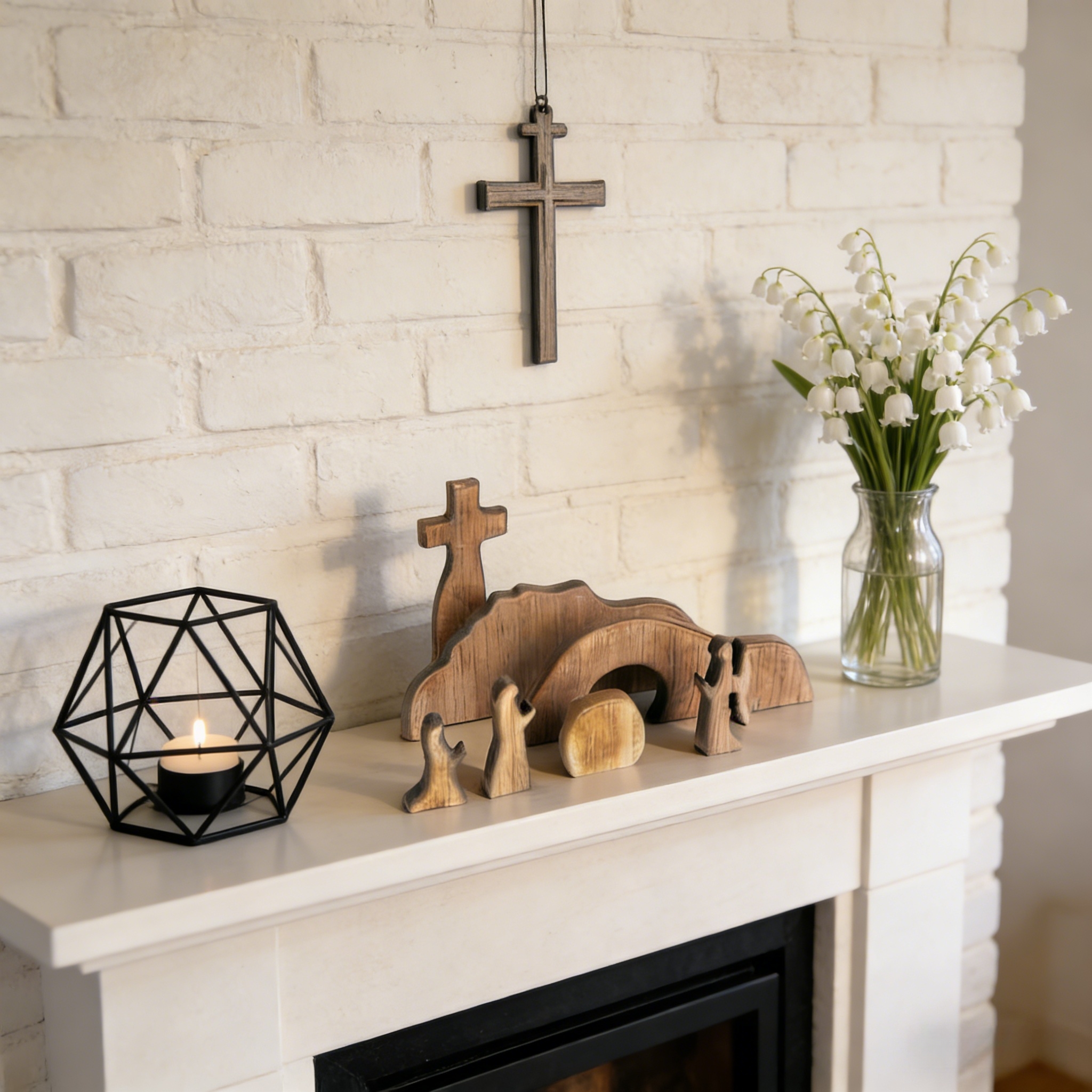 "He Is Risen" 7-Piece Wooden Resurrection Scene Set