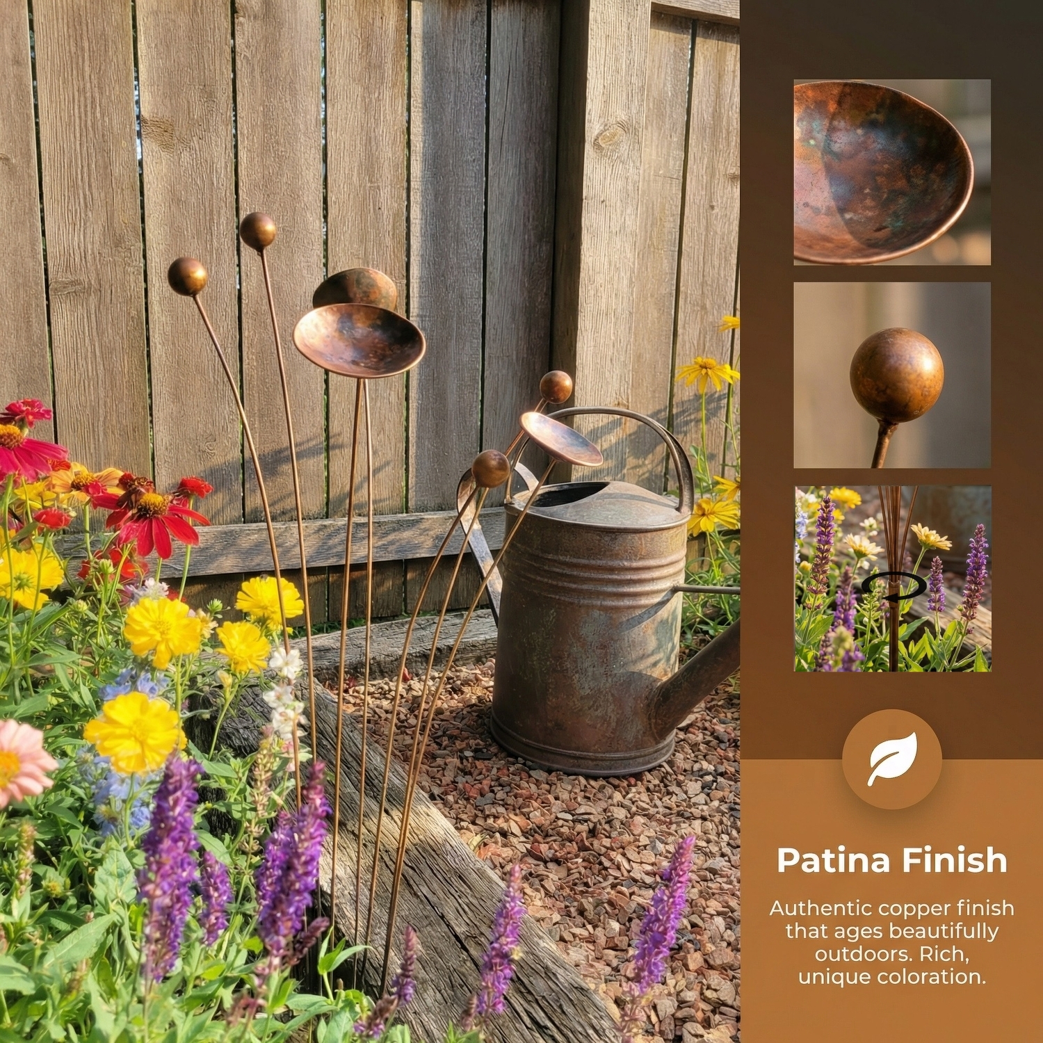 Artisan Copper Bloom Garden Stake Sculpture