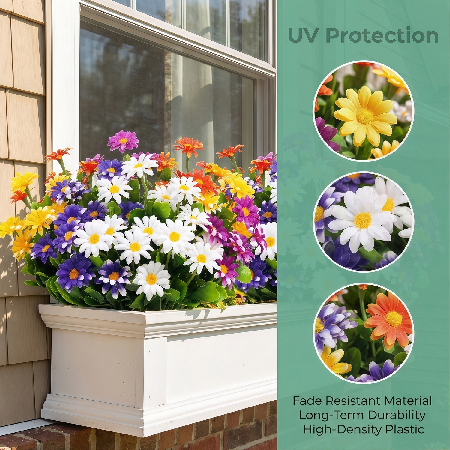 5 Bunches of Artificial Multicolor Outdoor Daisy Flower Bouquets