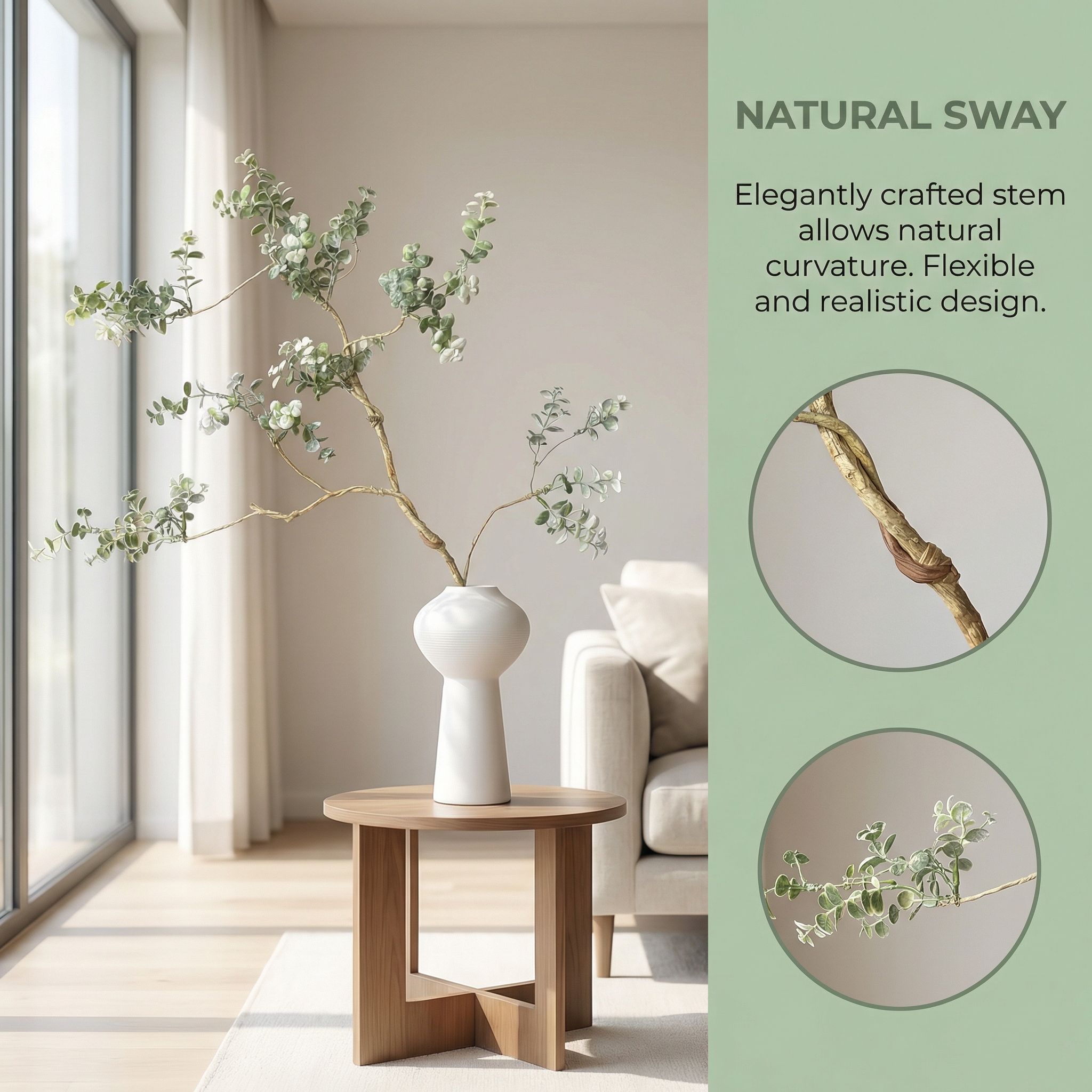 Faux Eucalyptus Branch Stem