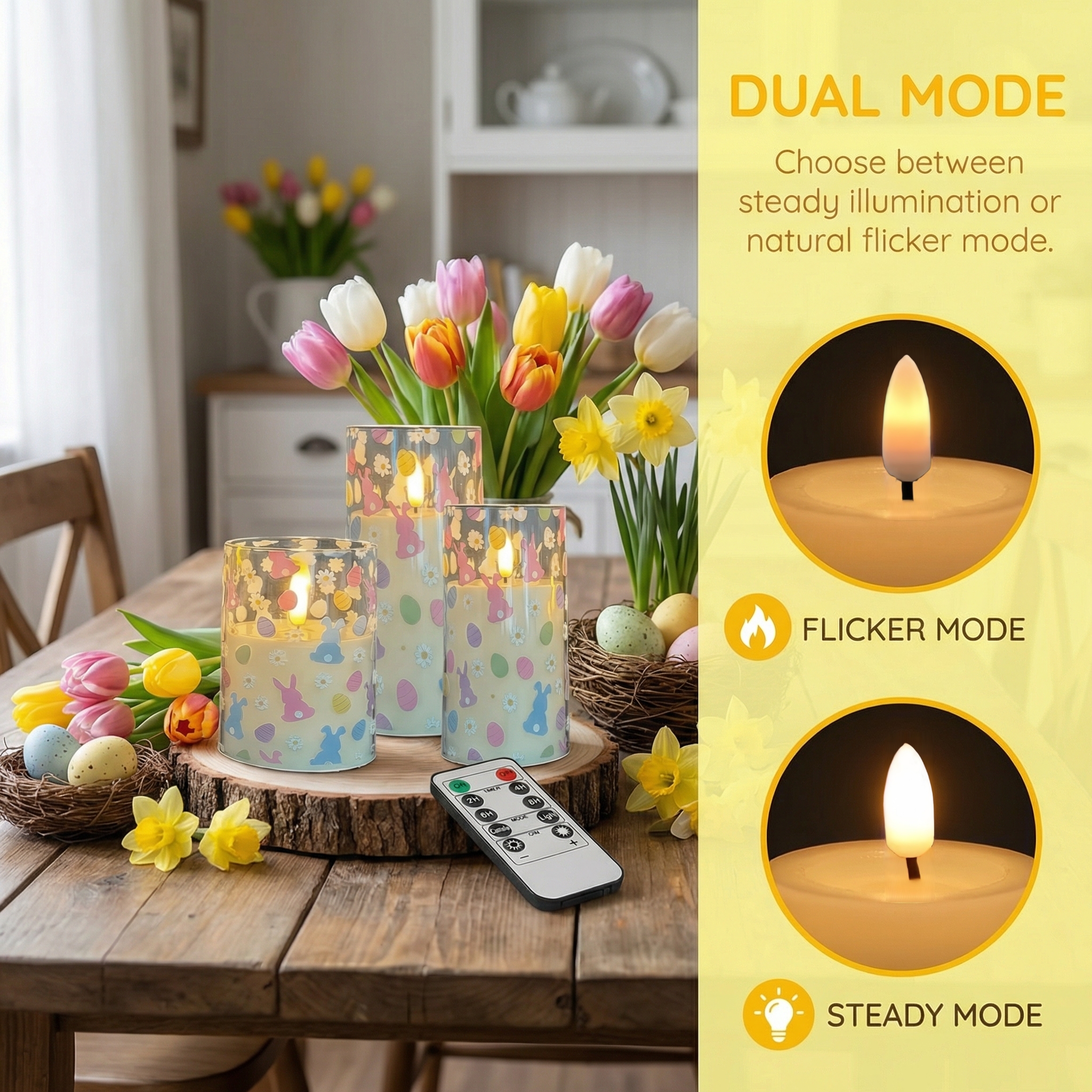 3-Pack Easter Flameless LED Candles Set
