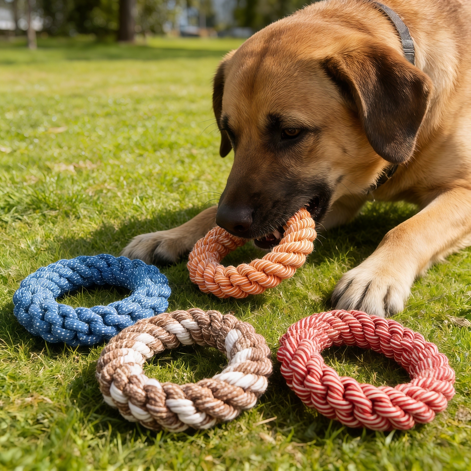 Heavy-Duty Braided Rope Knot Ring Dog Chew Toy