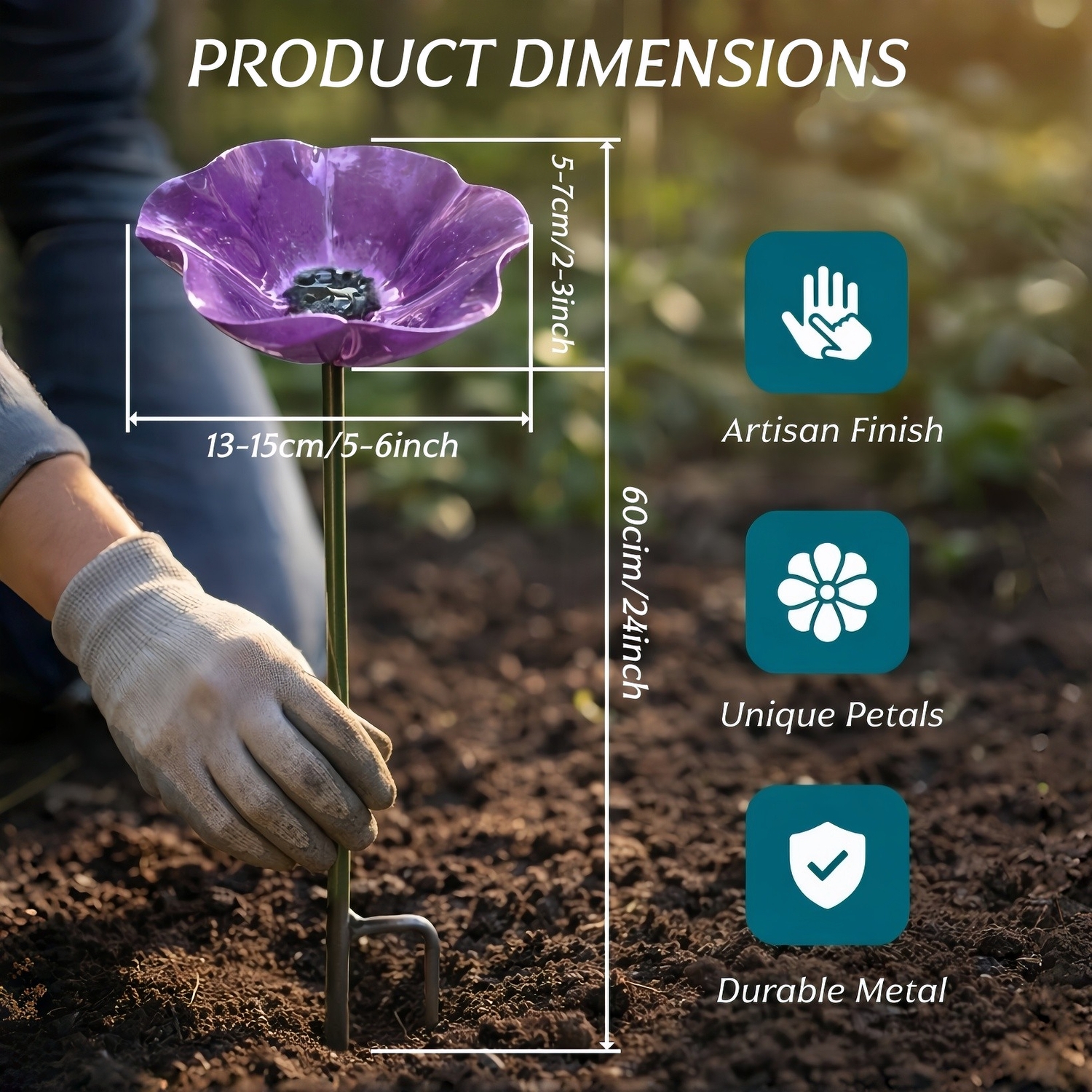 Handmade Metal Flower Bird Bath & Pollinator Water Station