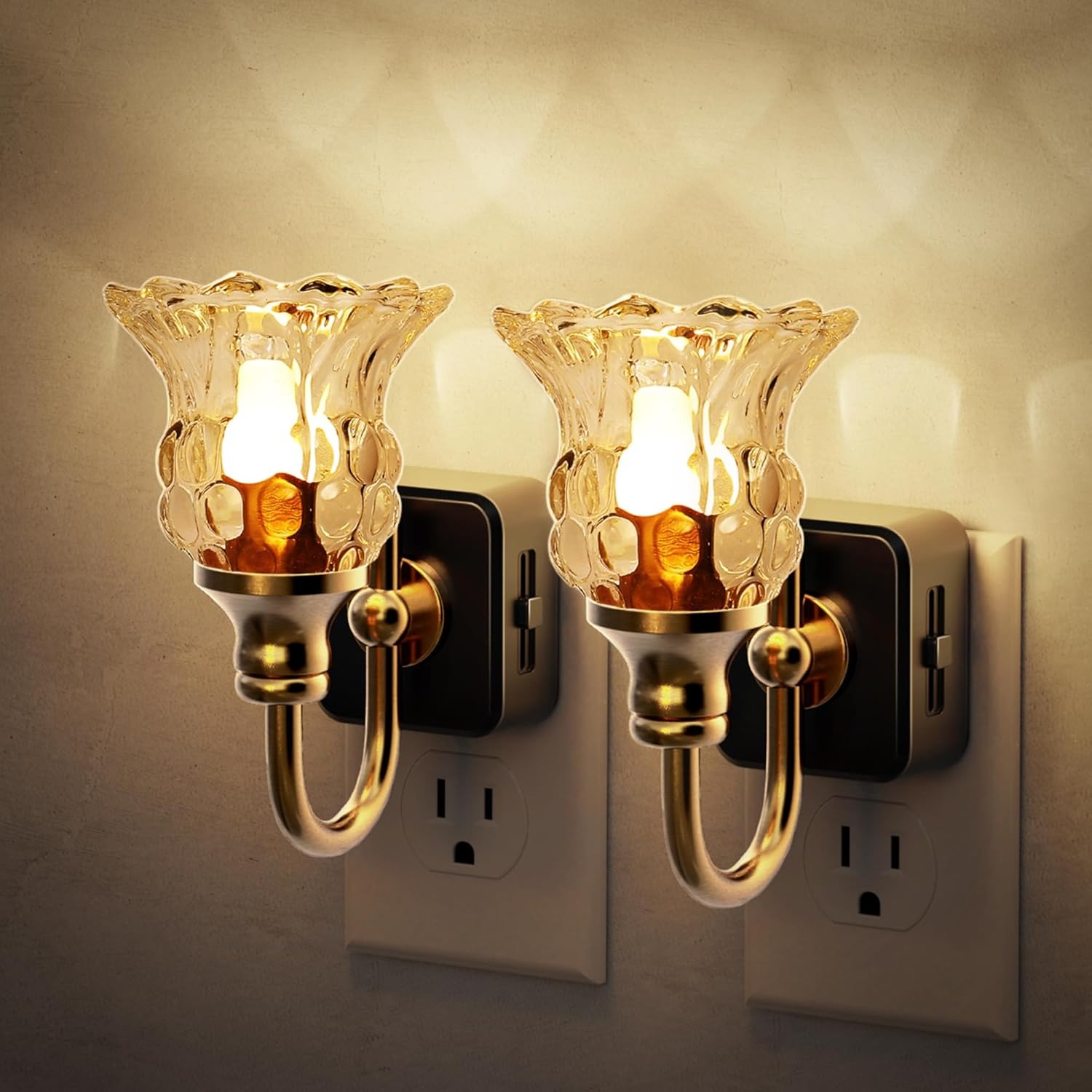 Vintage Glass Flower Plug-In Night Light