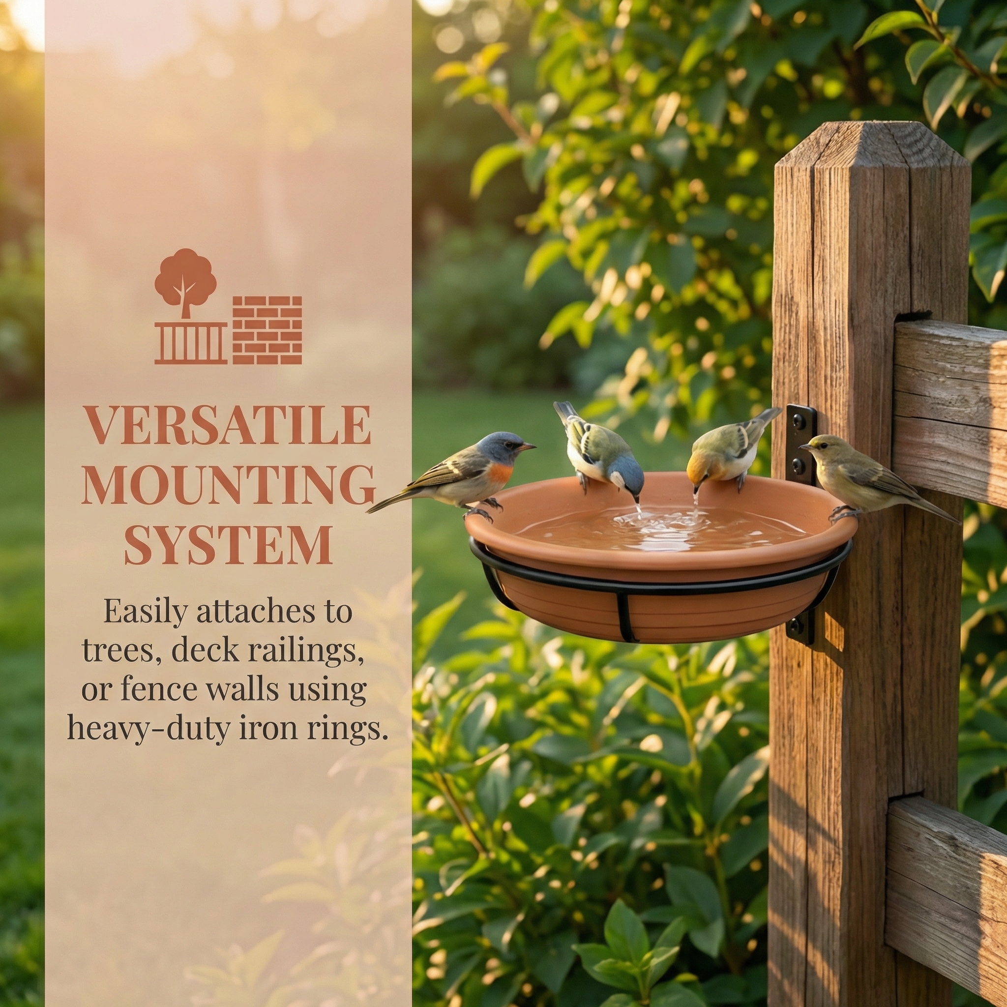 Outdoor Bird Feeding Tray with Railing