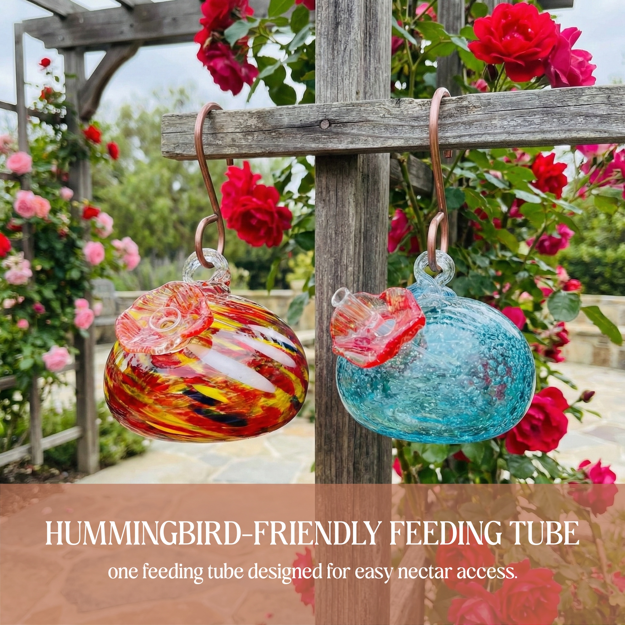 Handblown Glass Hummingbird Feeder