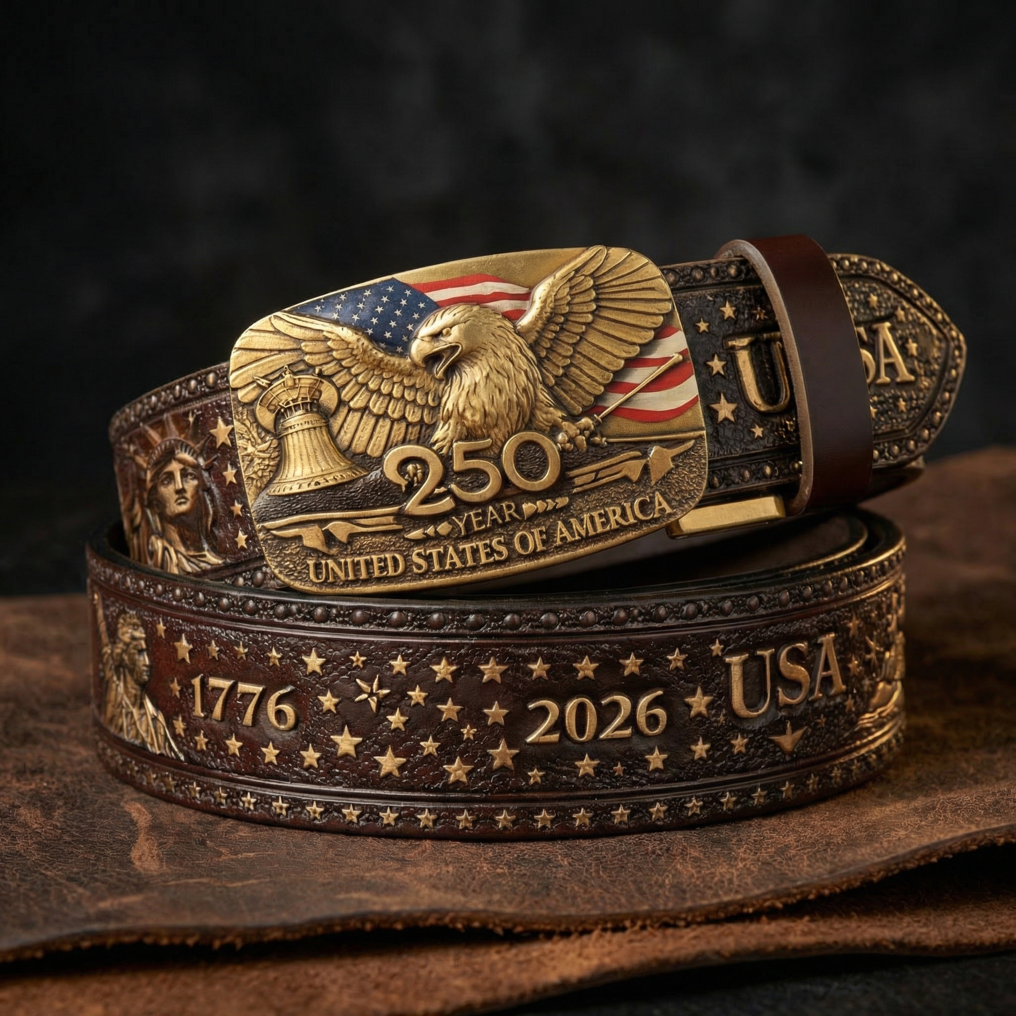 250th Anniversary USA Patriotic Leather Belt