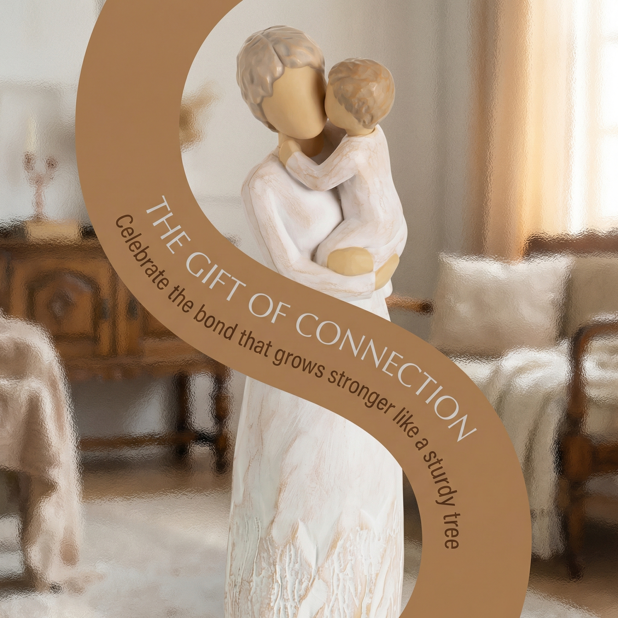 Grandma & Grandchild Figurine – First Time Grandma Gift, Hand-Painted Resin Hug & Kiss Statue