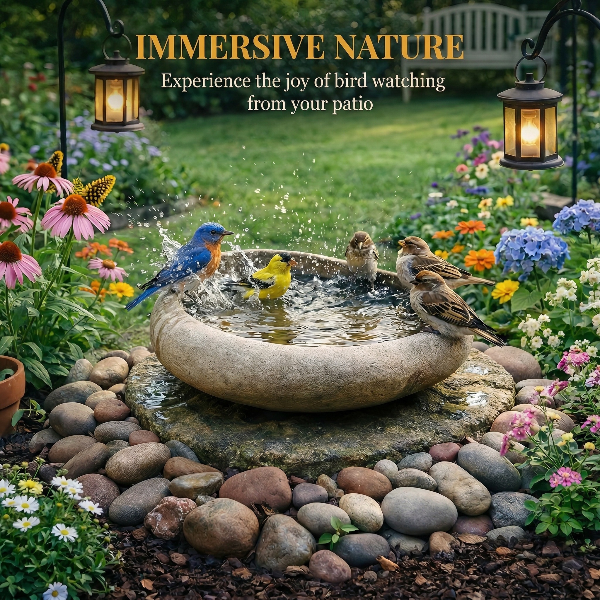 Natural River Stone Bird Bath