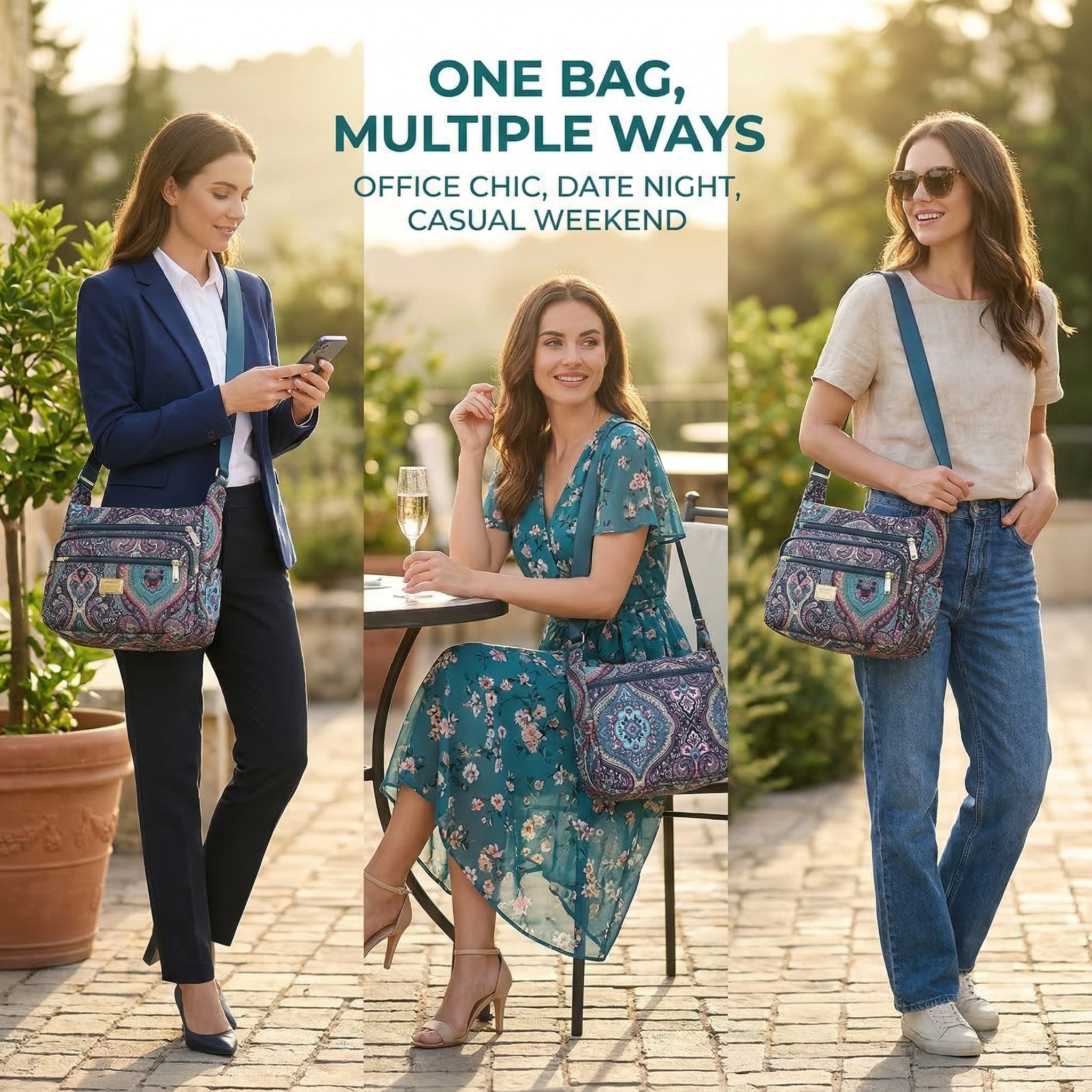 Women’s Large Capacity Crossbody Bag with Adjustable Strap, Lightweight Everyday Travel Purse