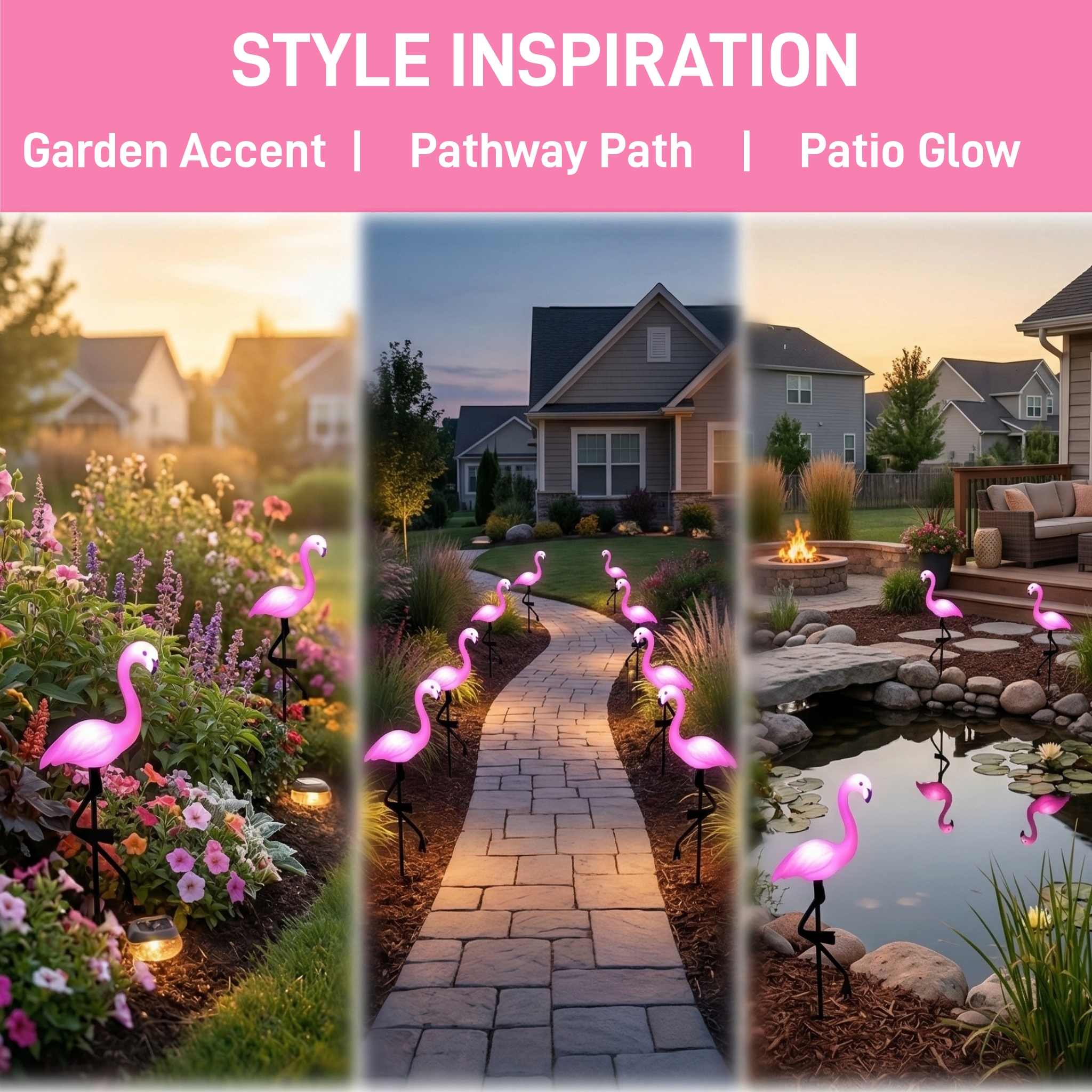 Solar Flamingo Garden Lights