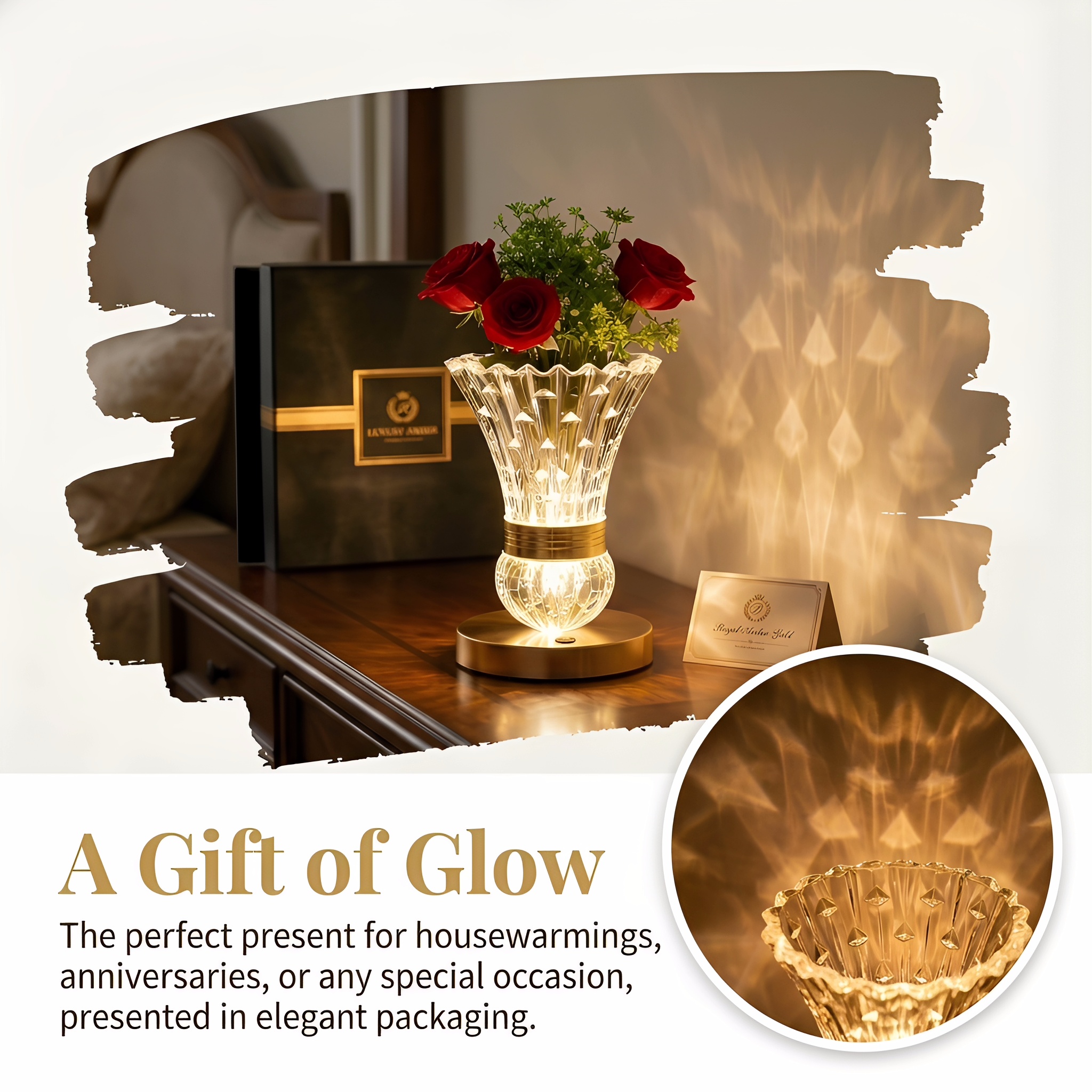 2-in-1 Crystal Vase Table Lamp
