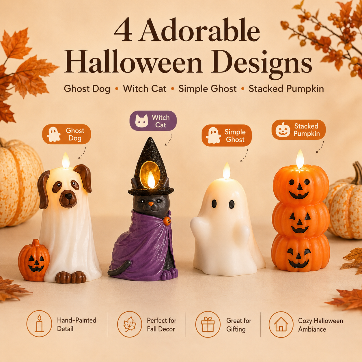 Halloween Flameless Candle with Flickering Flame