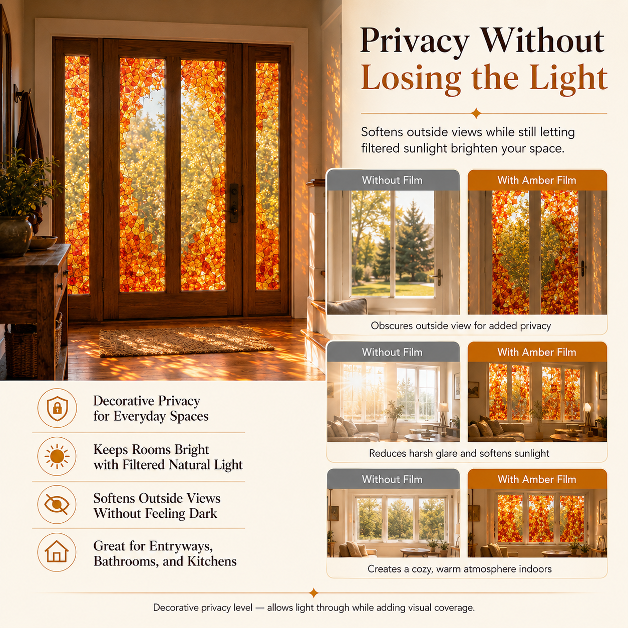 Amber Stained Glass Window Film