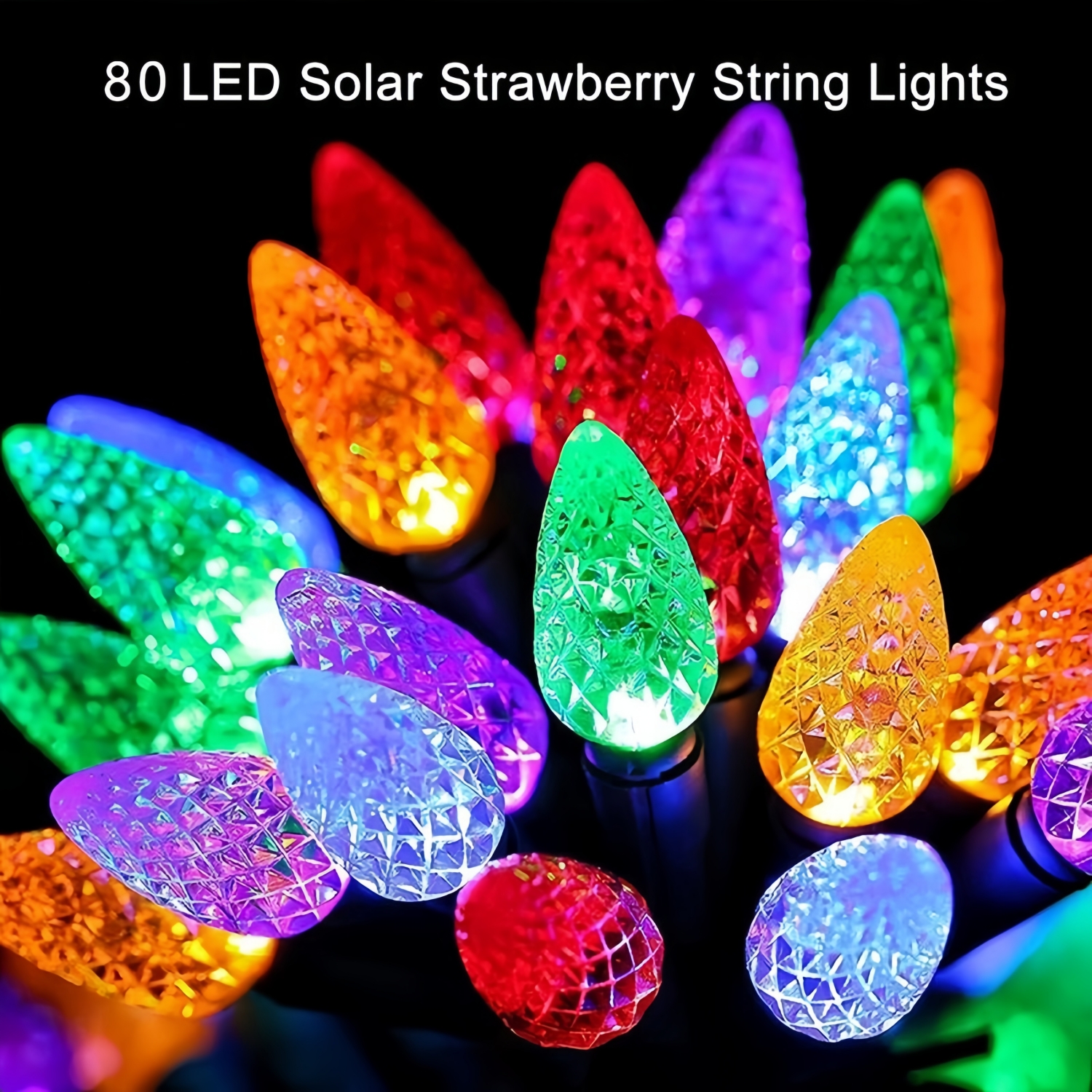 Solar Powered Christmas Tree with 20 LED Strawberry Lights