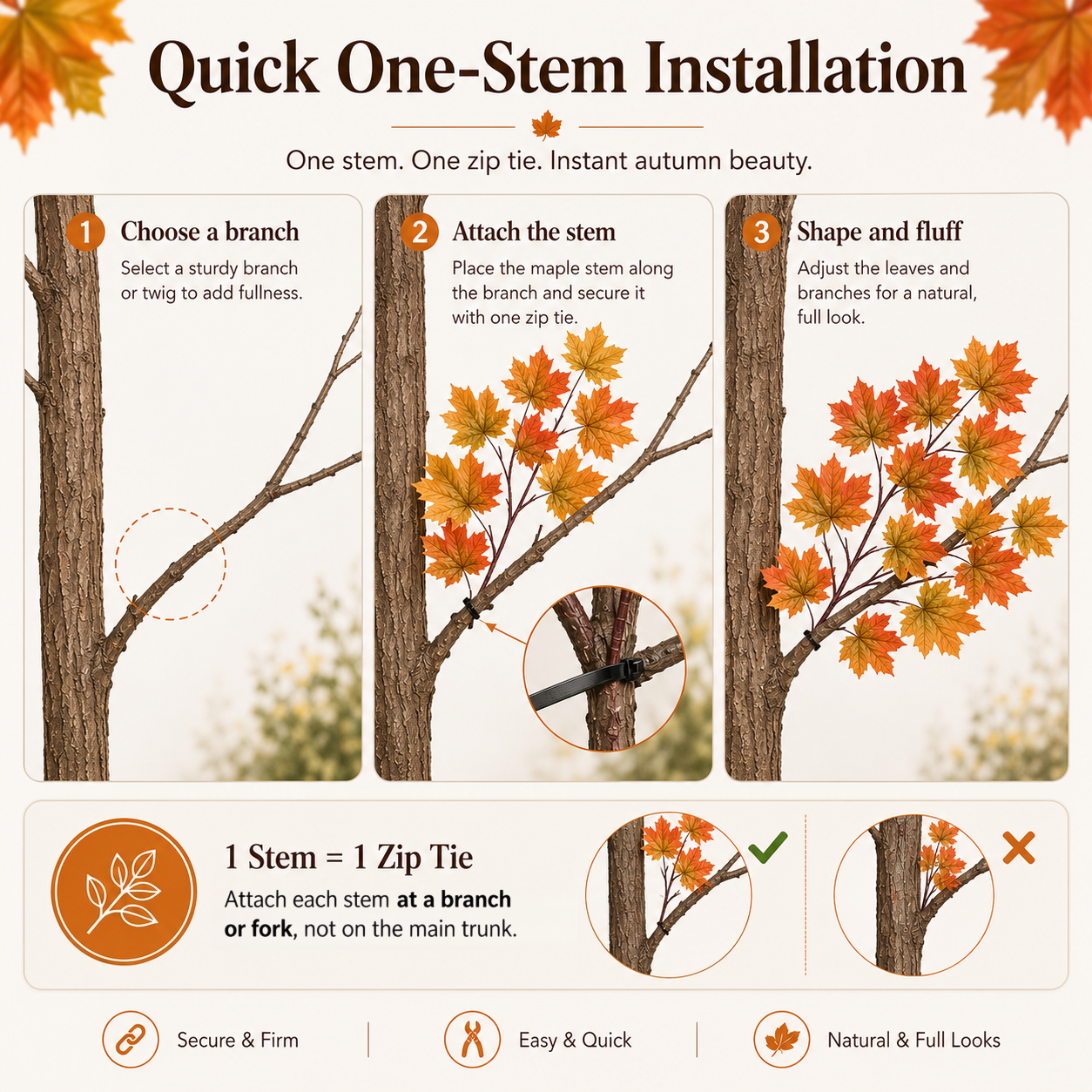 Artificial Fall Maple Leaf Stems