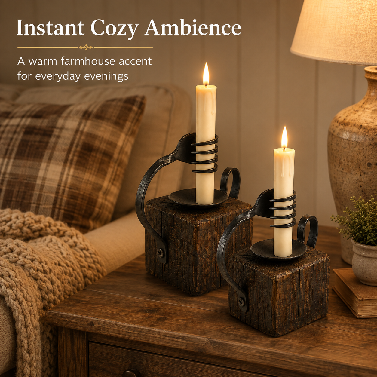 Set of 2 Vintage Flatware-Inspired Flameless LED Candle Holders with Remote