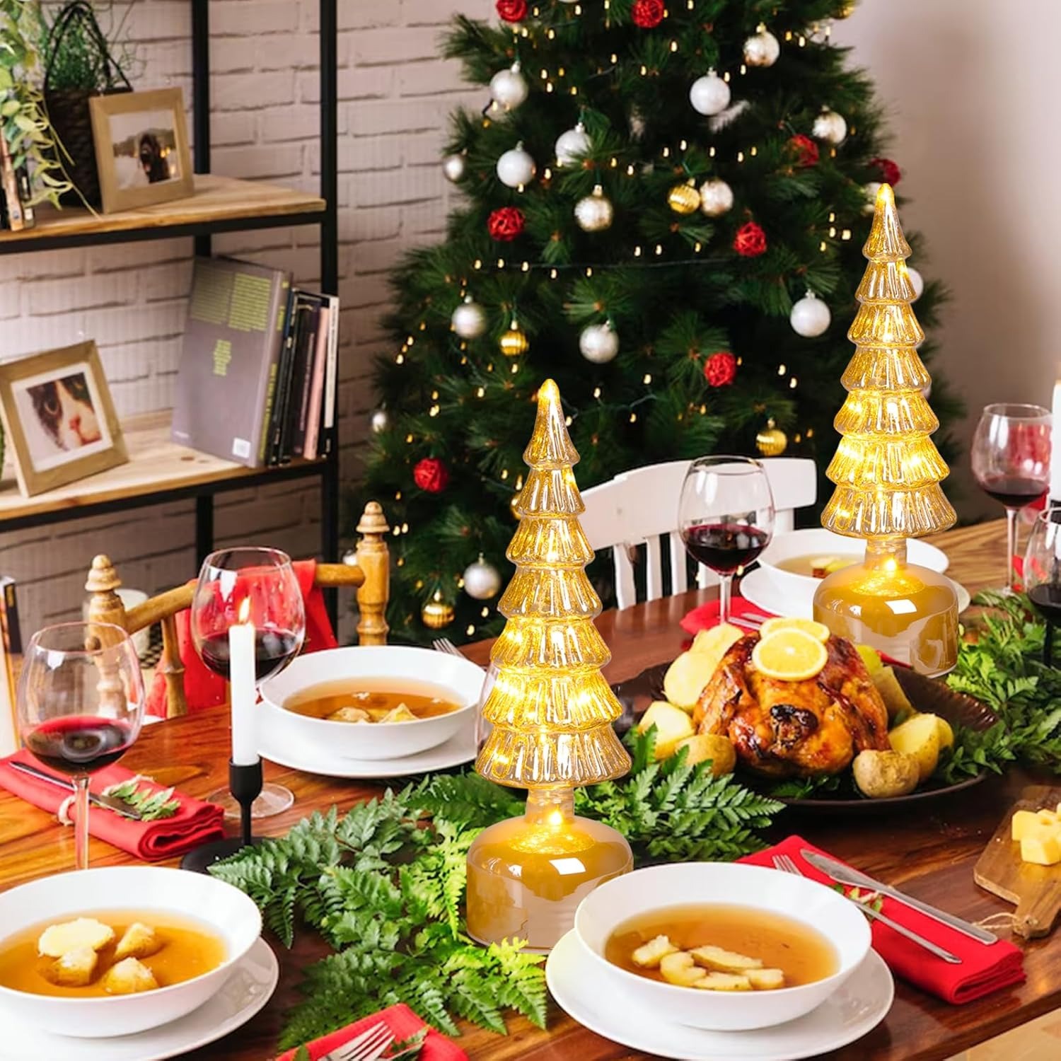 Rotating Mercury Glass Christmas Tree Decoration