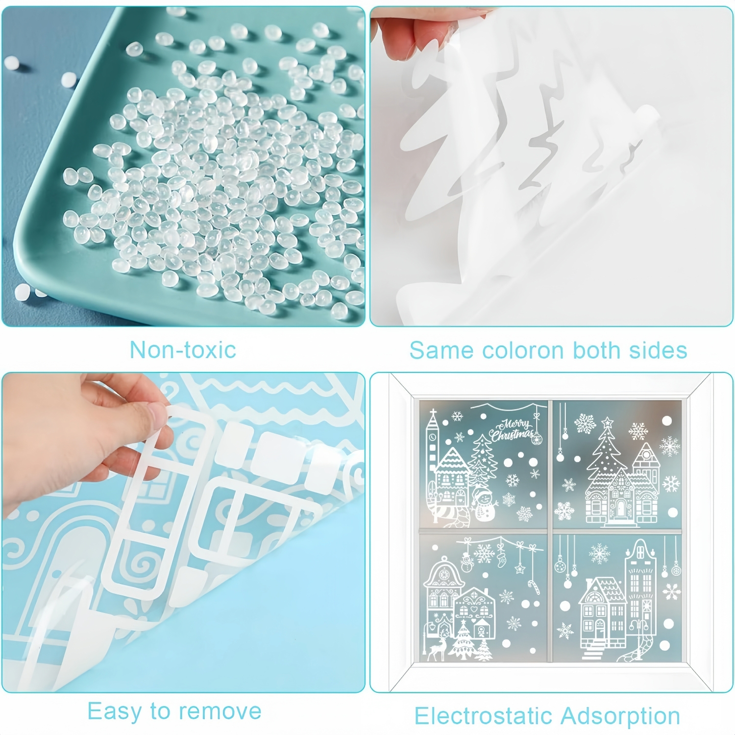 Christmas Village Window Clings (4 Sheets / 78 PCS)