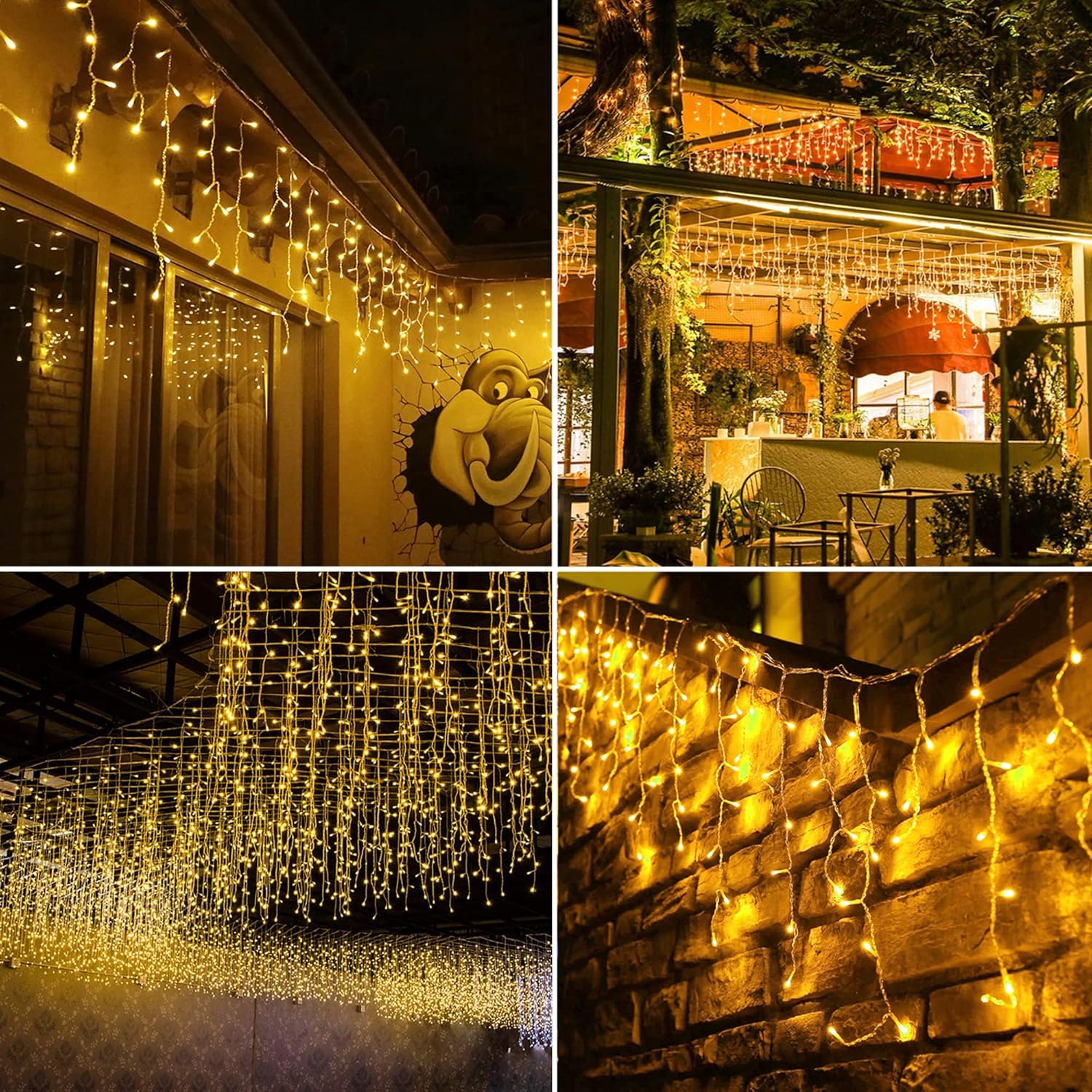 Outdoor Curtain String Lights with 8 Shining Modes