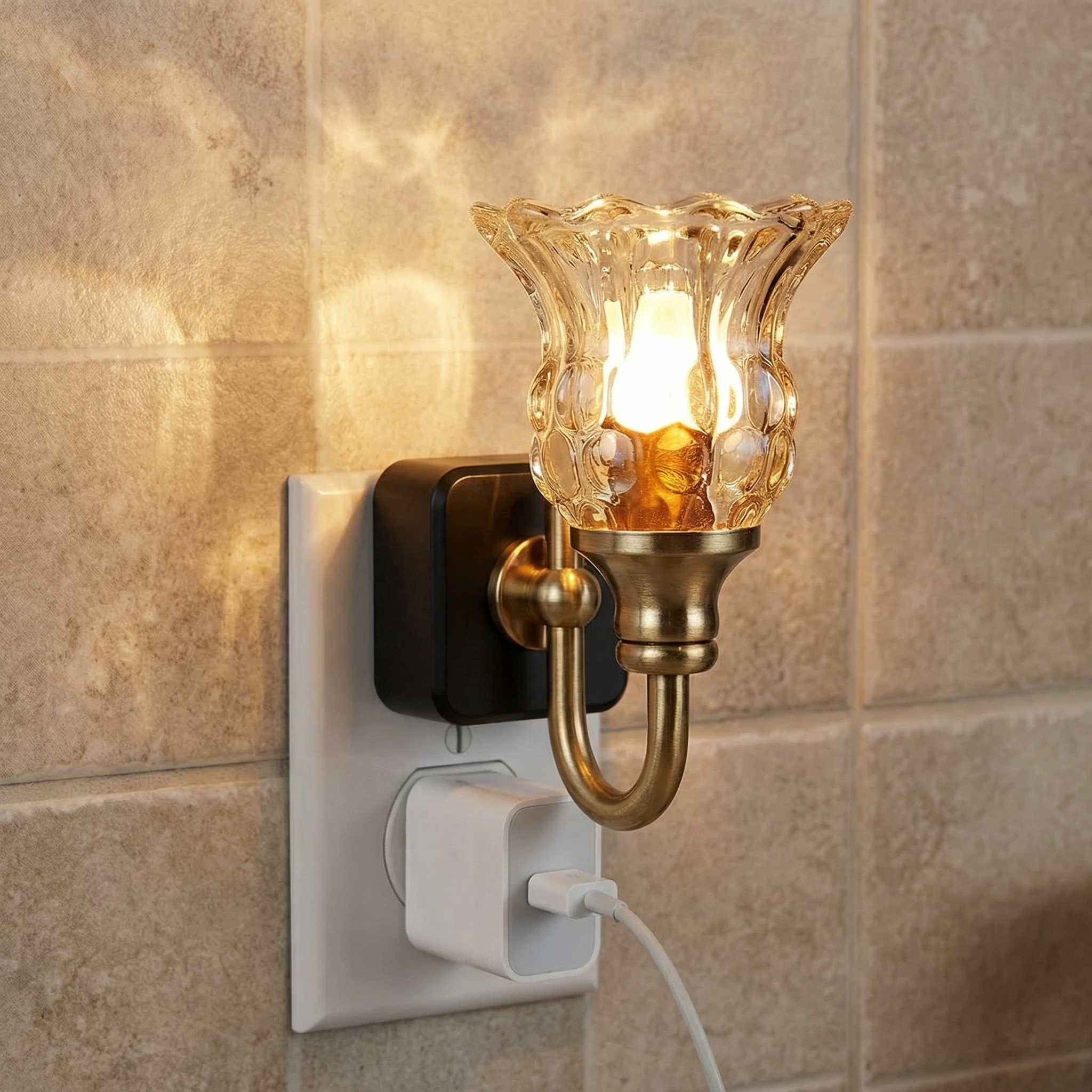 Vintage Glass Flower Plug-In Night Light