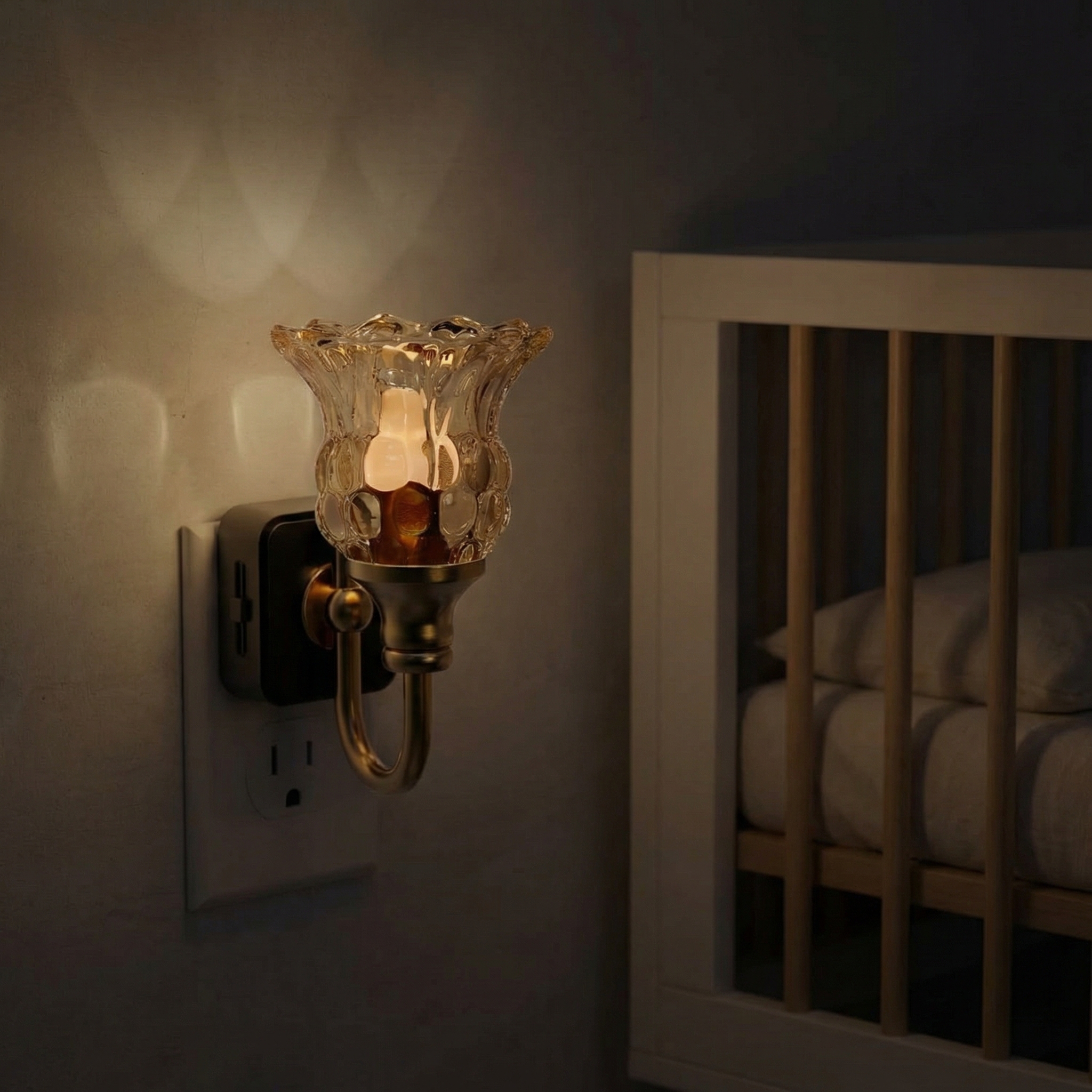Vintage Glass Flower Plug-In Night Light