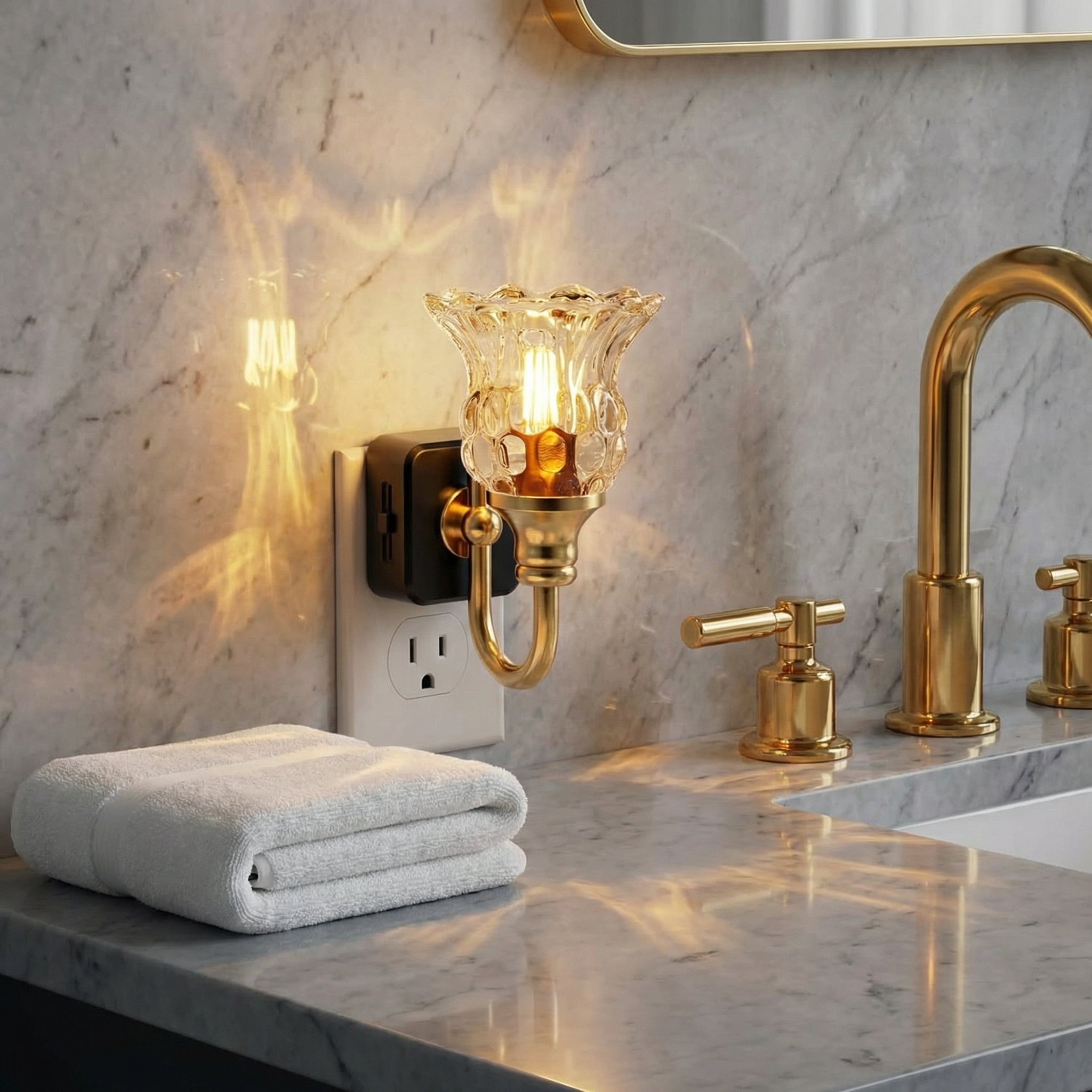 Vintage Glass Flower Plug-In Night Light