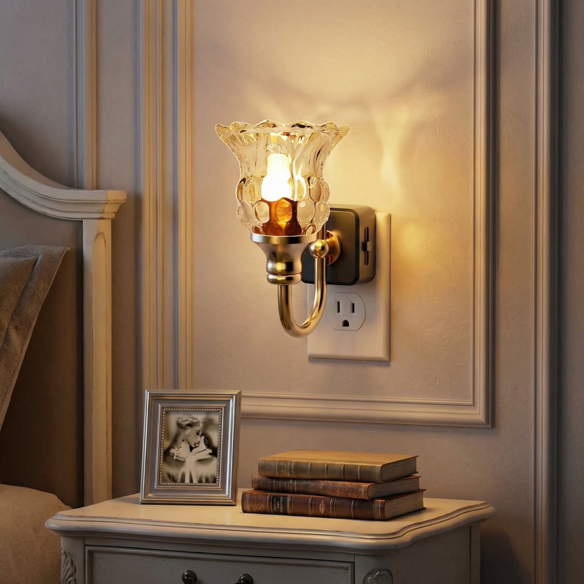 Vintage Glass Flower Plug-In Night Light