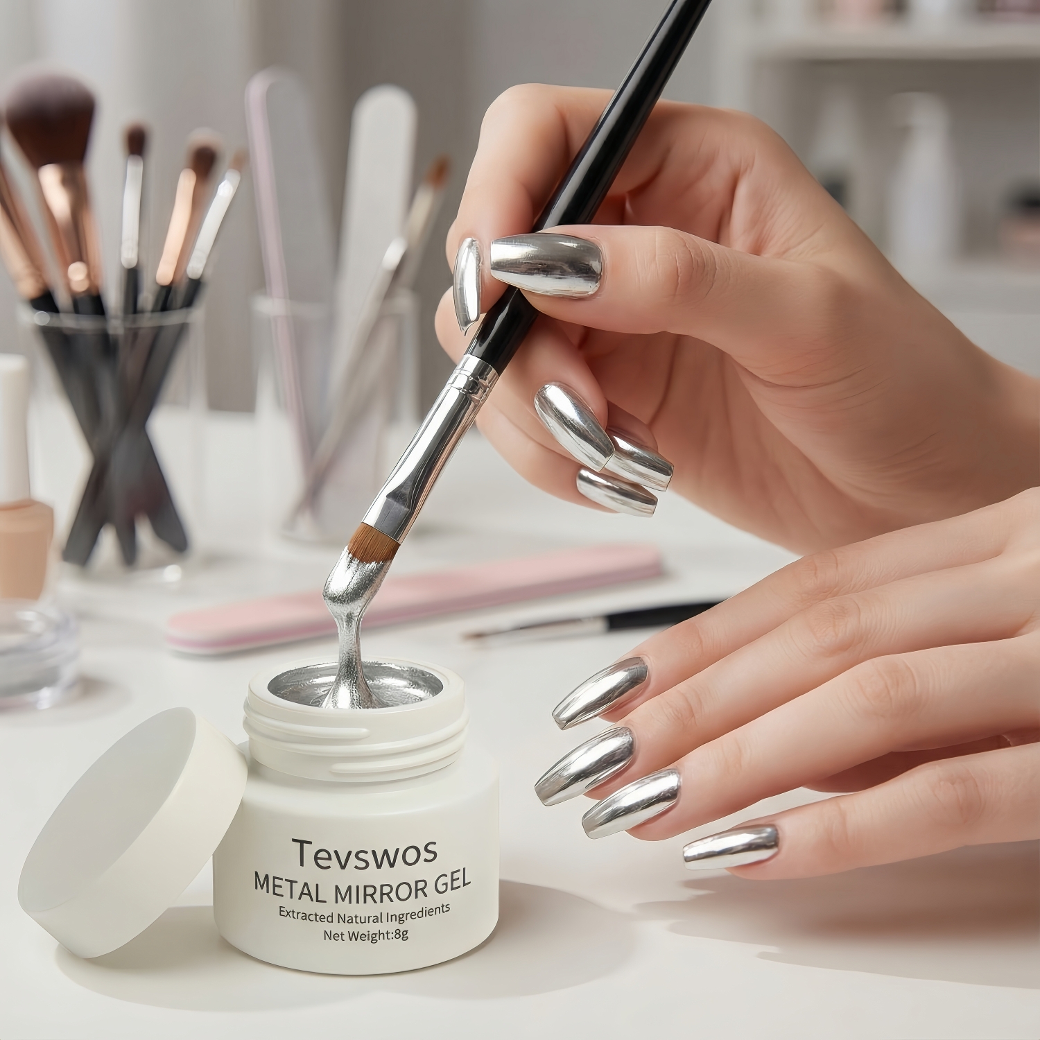 Glamorous Metallic Liquid Chrome Nail Gel Polish