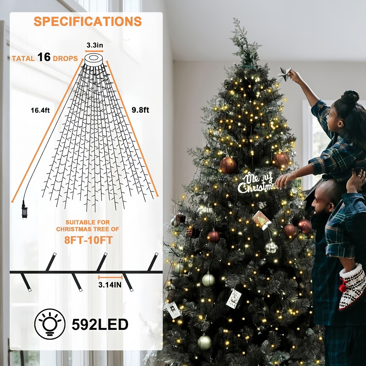 Christmas Tree Lights with Timer 8 Modesfor
