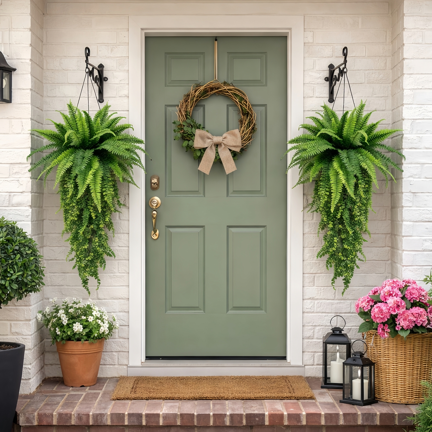 Large Artificial Boston Fern Hanging Plants