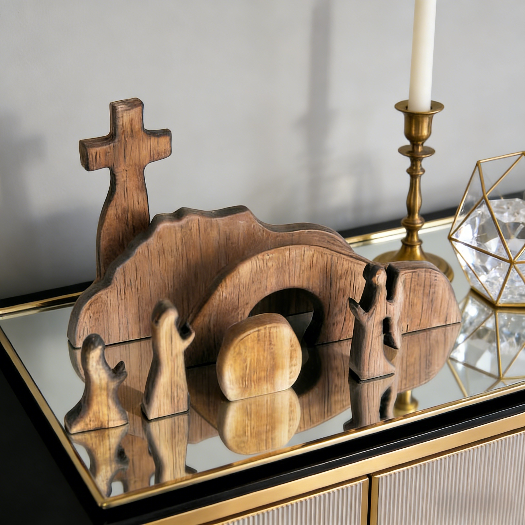 "He Is Risen" 7-Piece Wooden Resurrection Scene Set