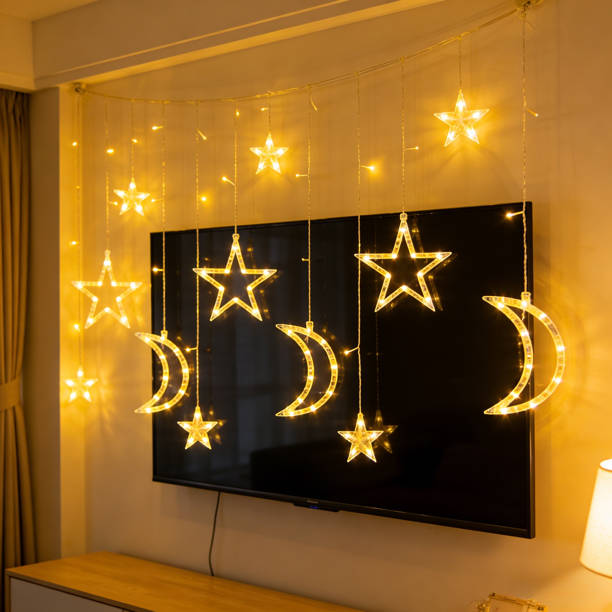 Star & Moon Curtain String Lights