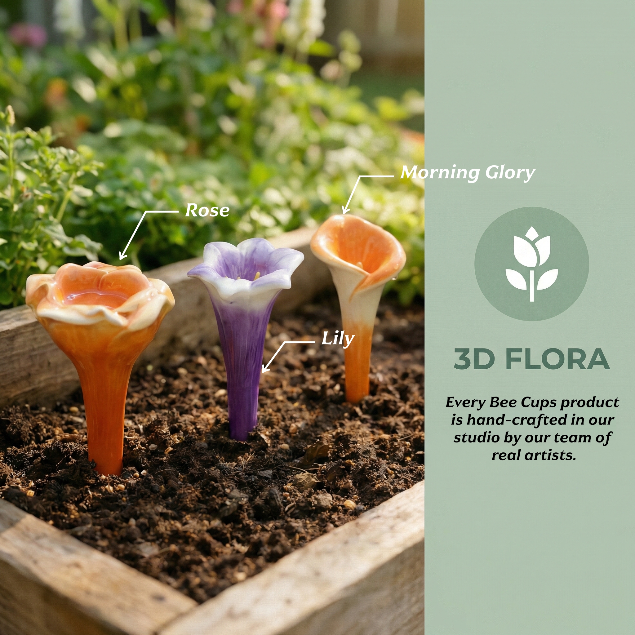 Ceramic Flower Bee Water Cup Stake