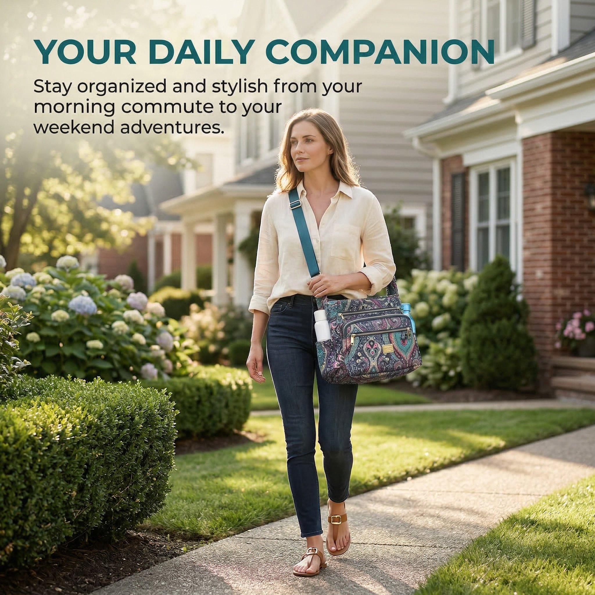 Women’s Large Capacity Crossbody Bag with Adjustable Strap, Lightweight Everyday Travel Purse