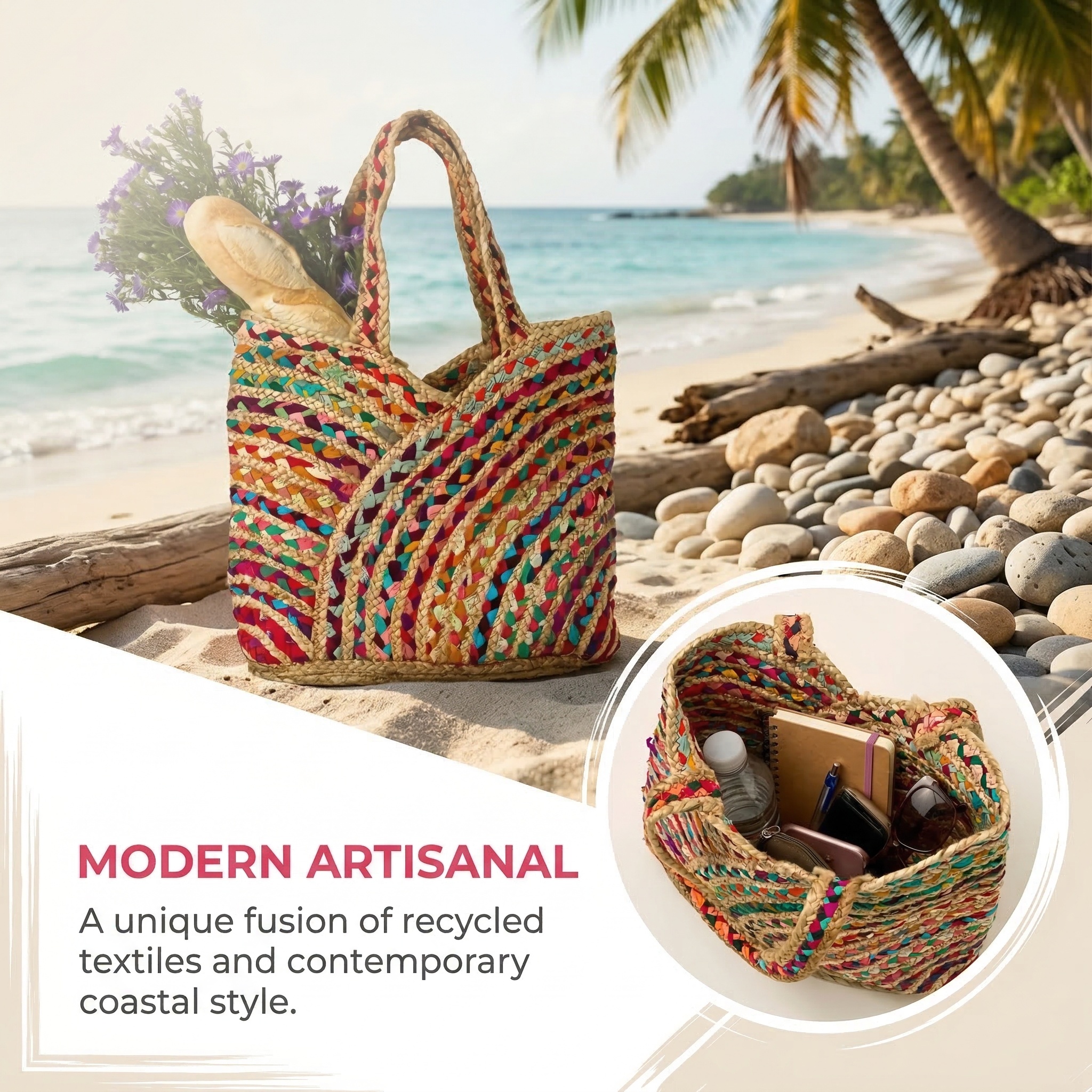 Colorful Handwoven Artisan Tote Bag