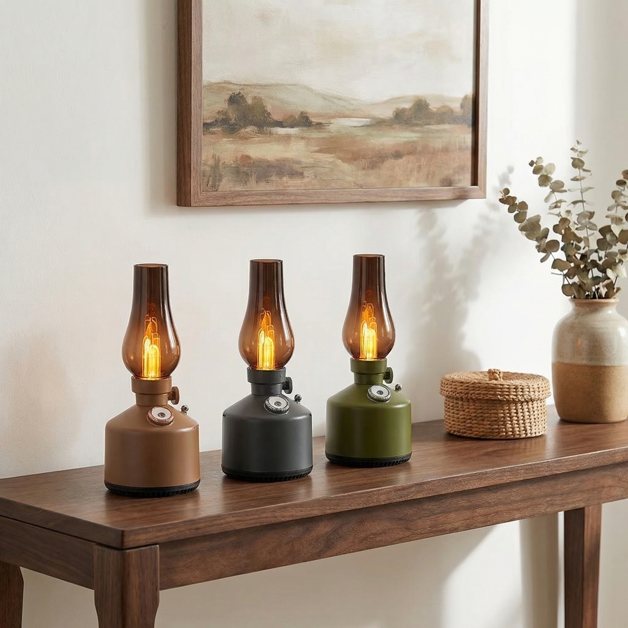 Vintage Kerosene Lamp Aroma Diffuser with Flickering Flame Effect