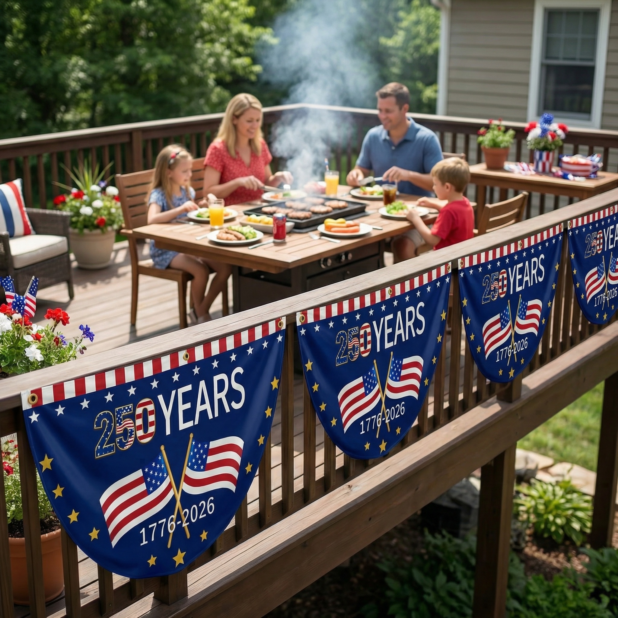 America 250 Patriotic Bunting Banner