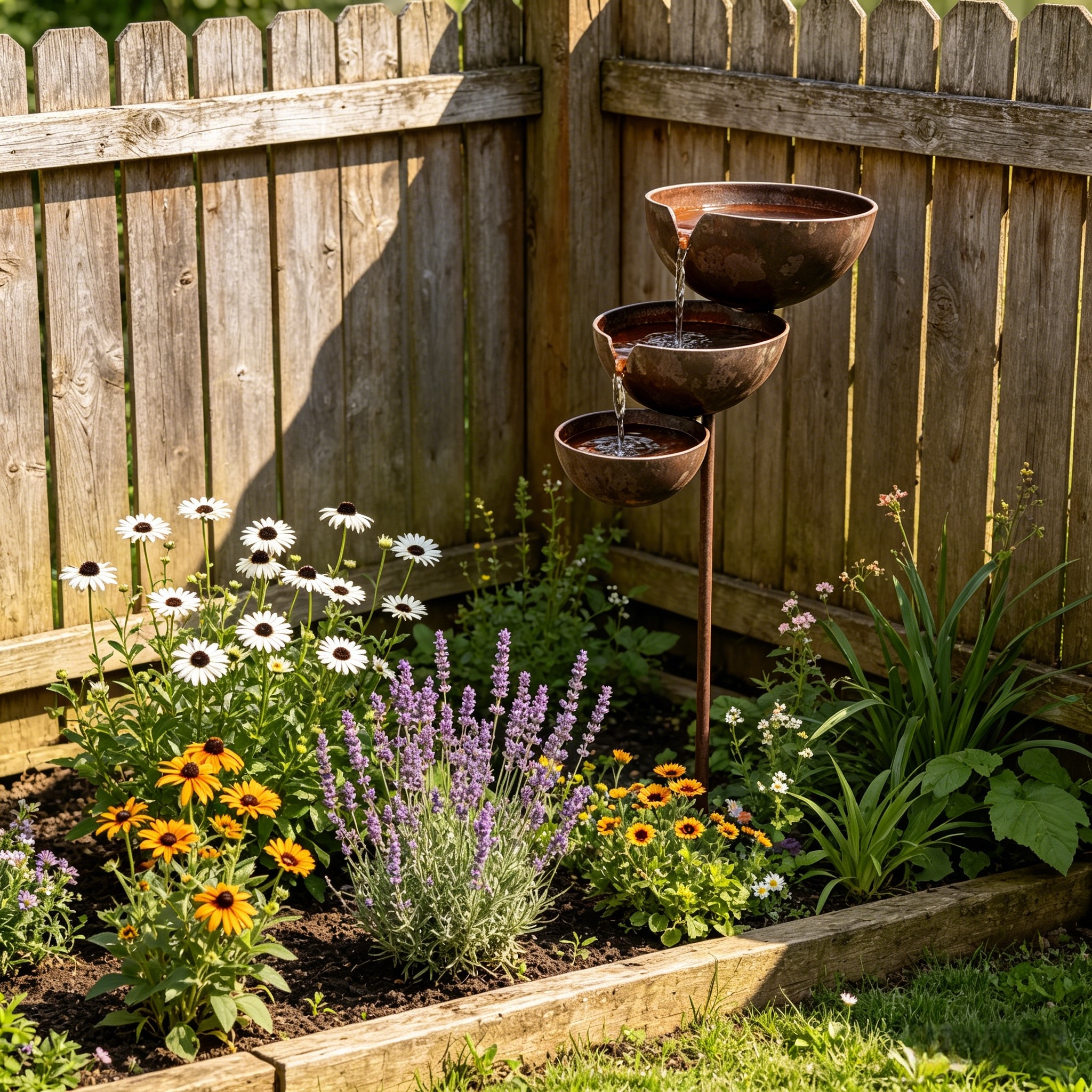 Three-Tier Metal Rain Catcher Bird Bath for Garden